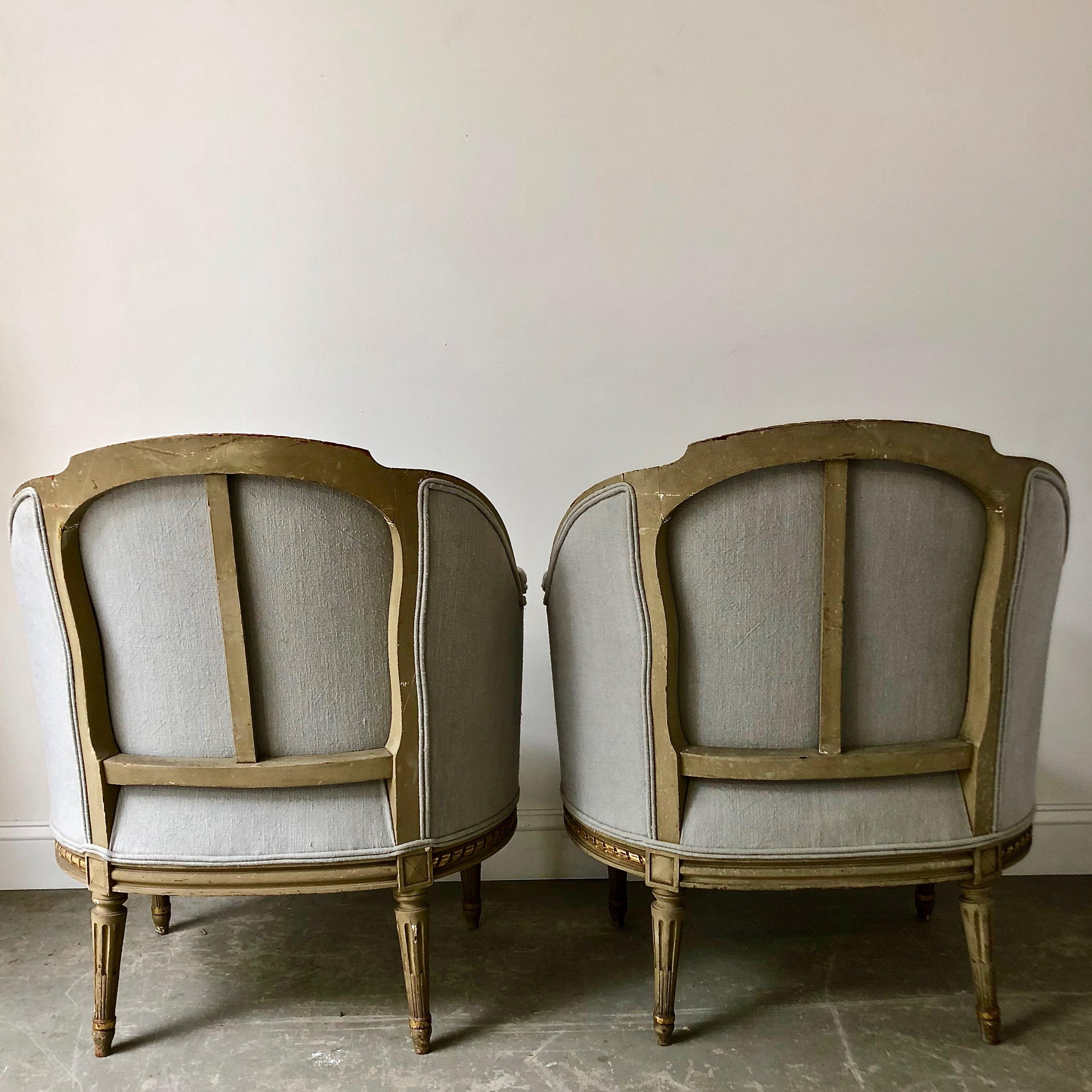 Pair of 19th Century French Louis XVI Style Bergères In Good Condition In Charleston, SC
