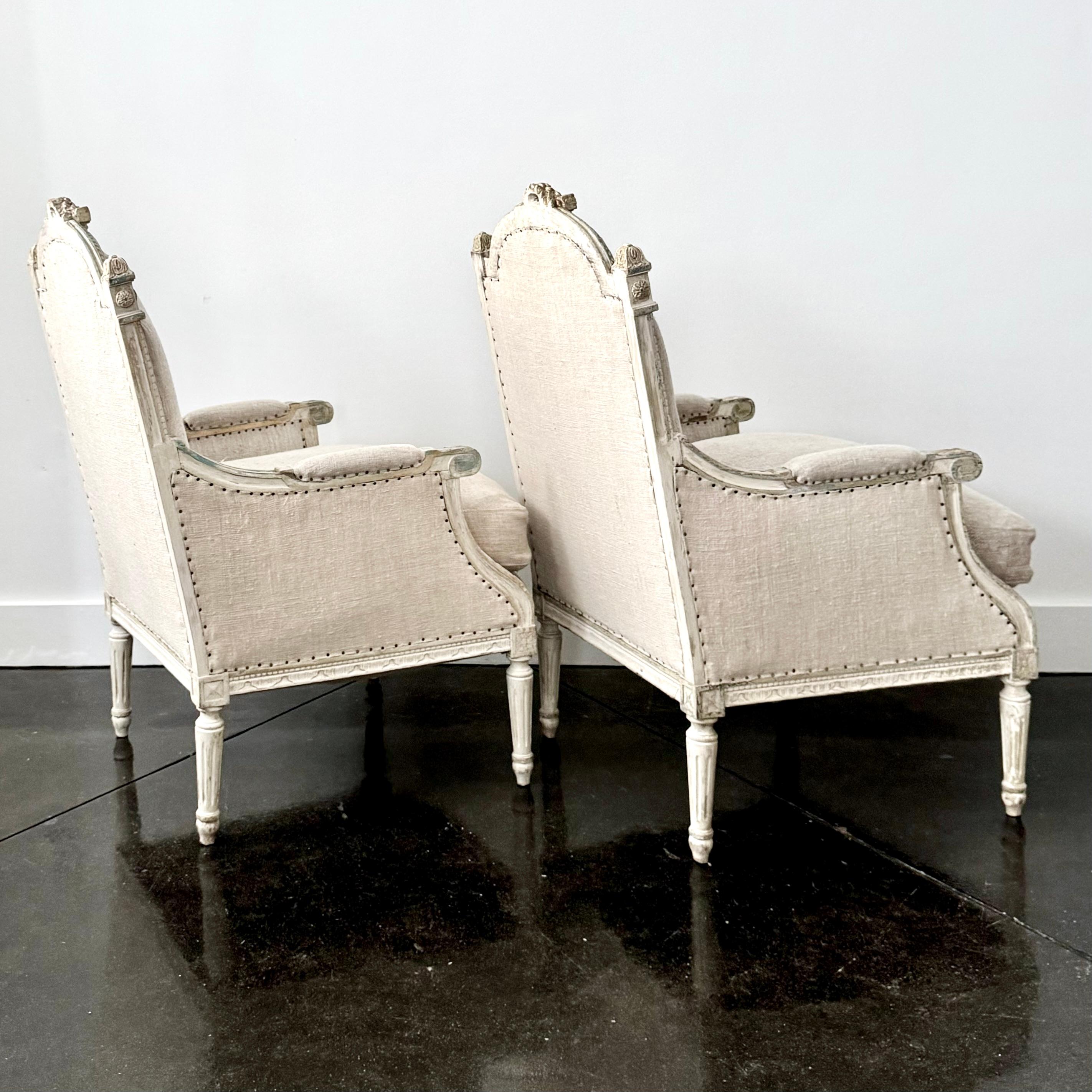 Pair of 19th Century French Louis XVI Style Bergères 2
