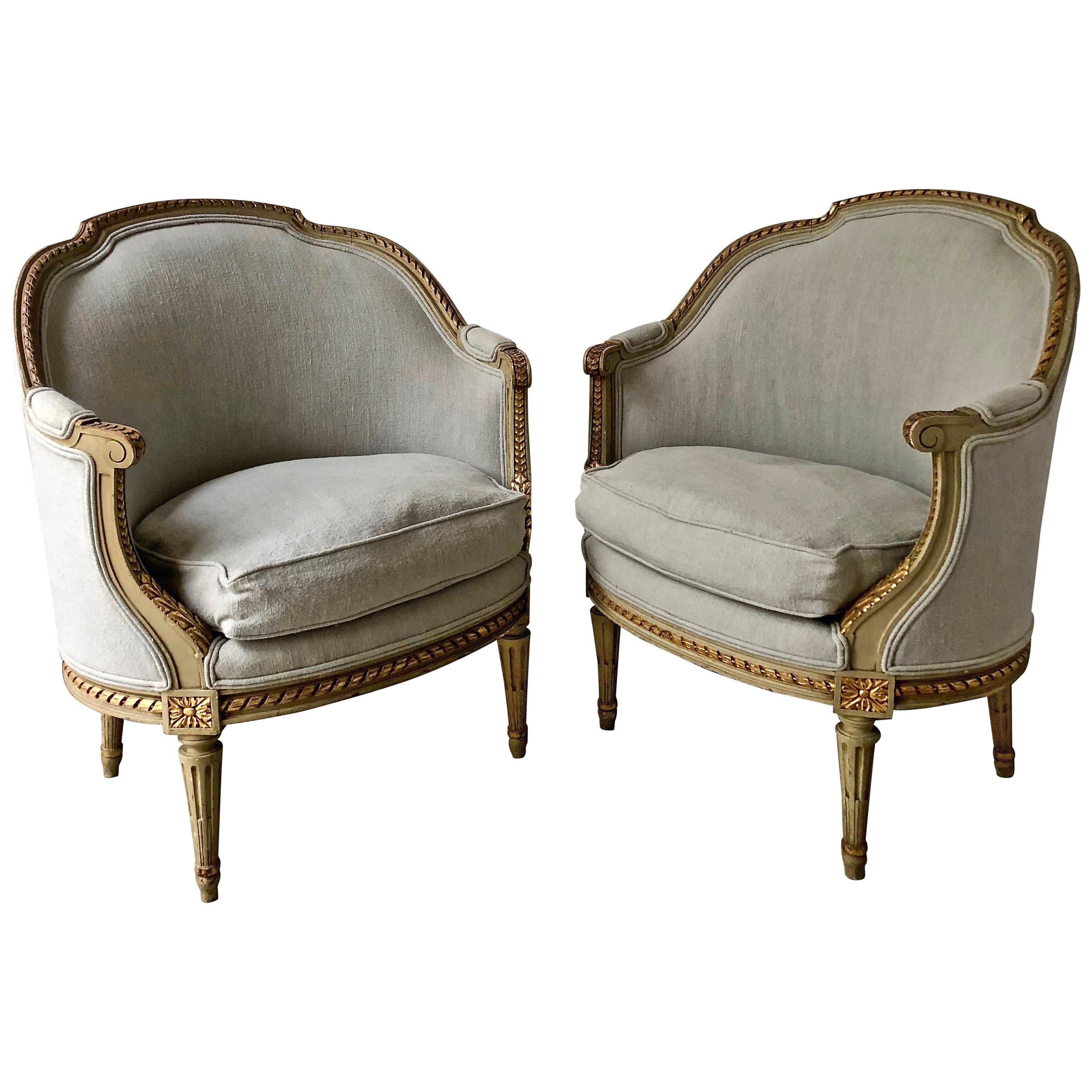 Pair of 19th Century French Louis XVI Style Bergères