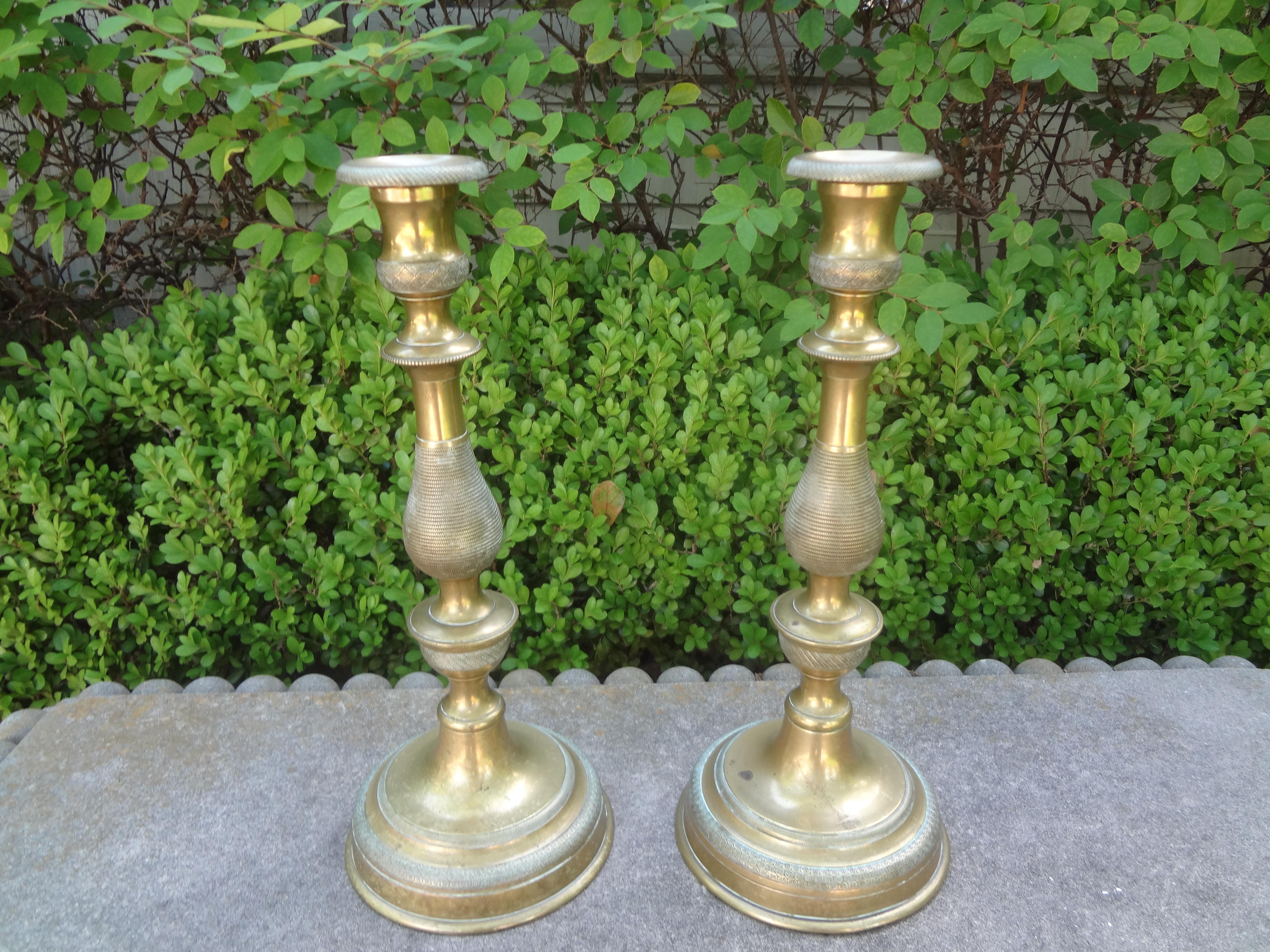 Pair of 19th Century French Louis XVI Style Bronze Candlesticks In Good Condition For Sale In Houston, TX