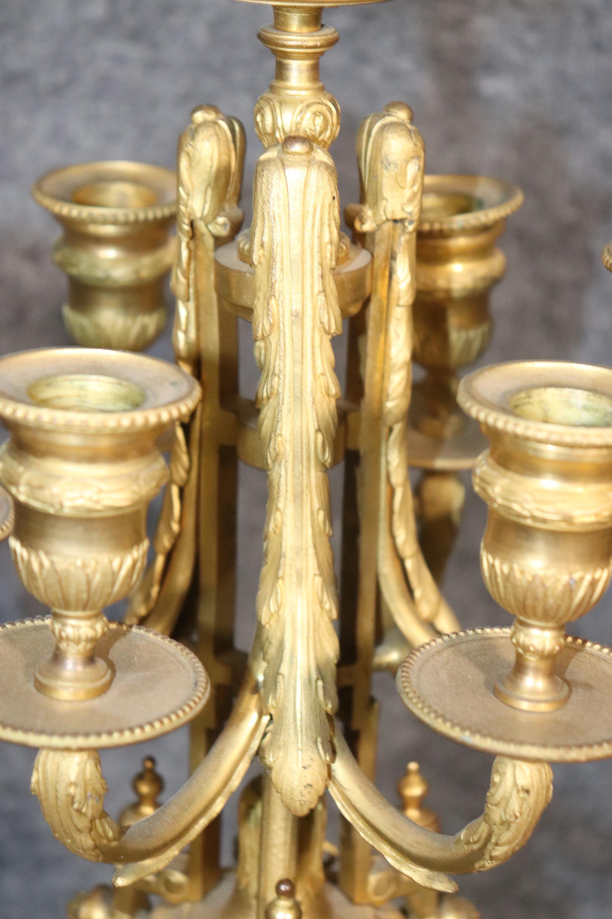 Pair of 19th Century French Louis XVI Style Bronze Ormolu Candelabras For Sale 11