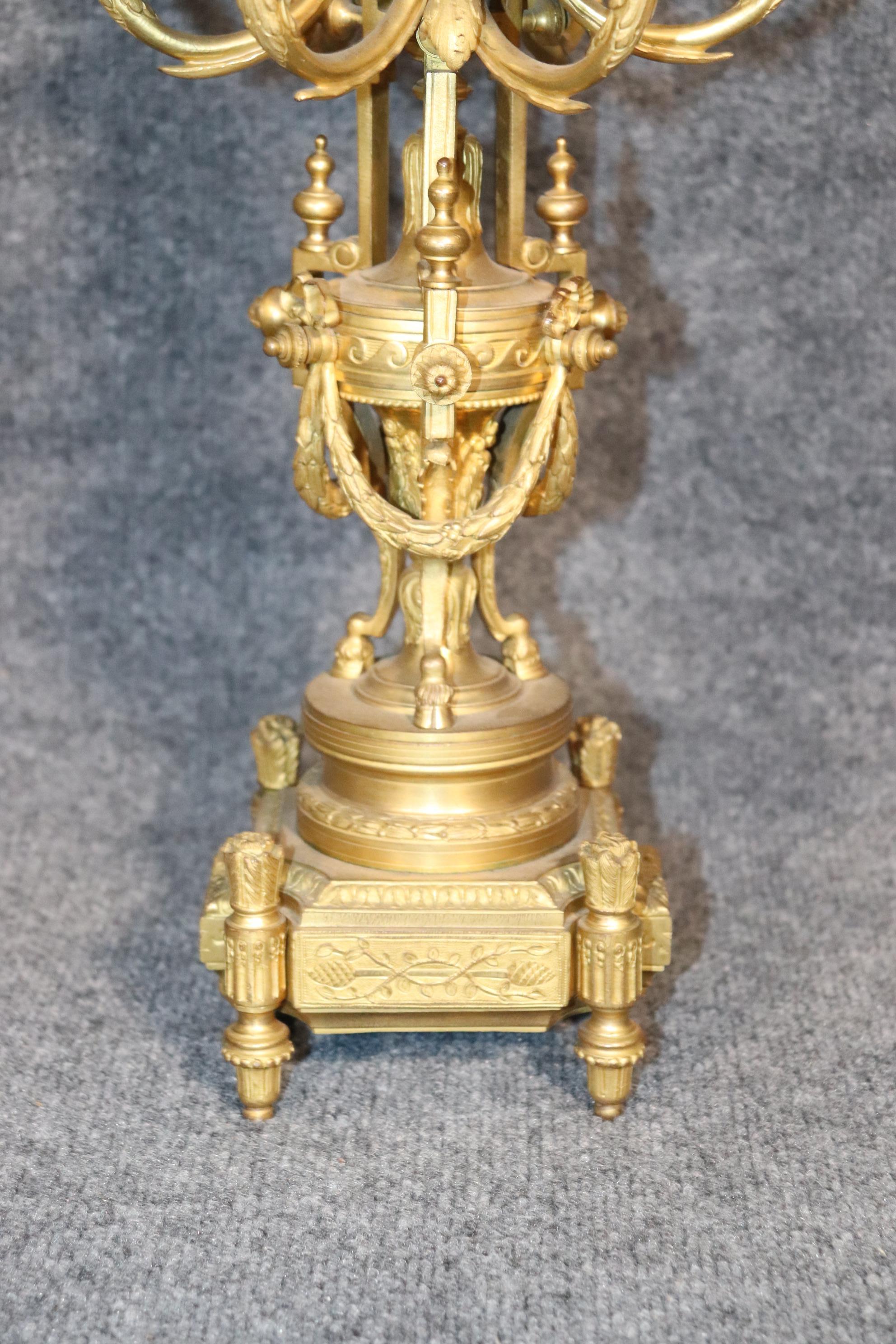 Pair of 19th Century French Louis XVI Style Bronze Ormolu Candelabras For Sale 1