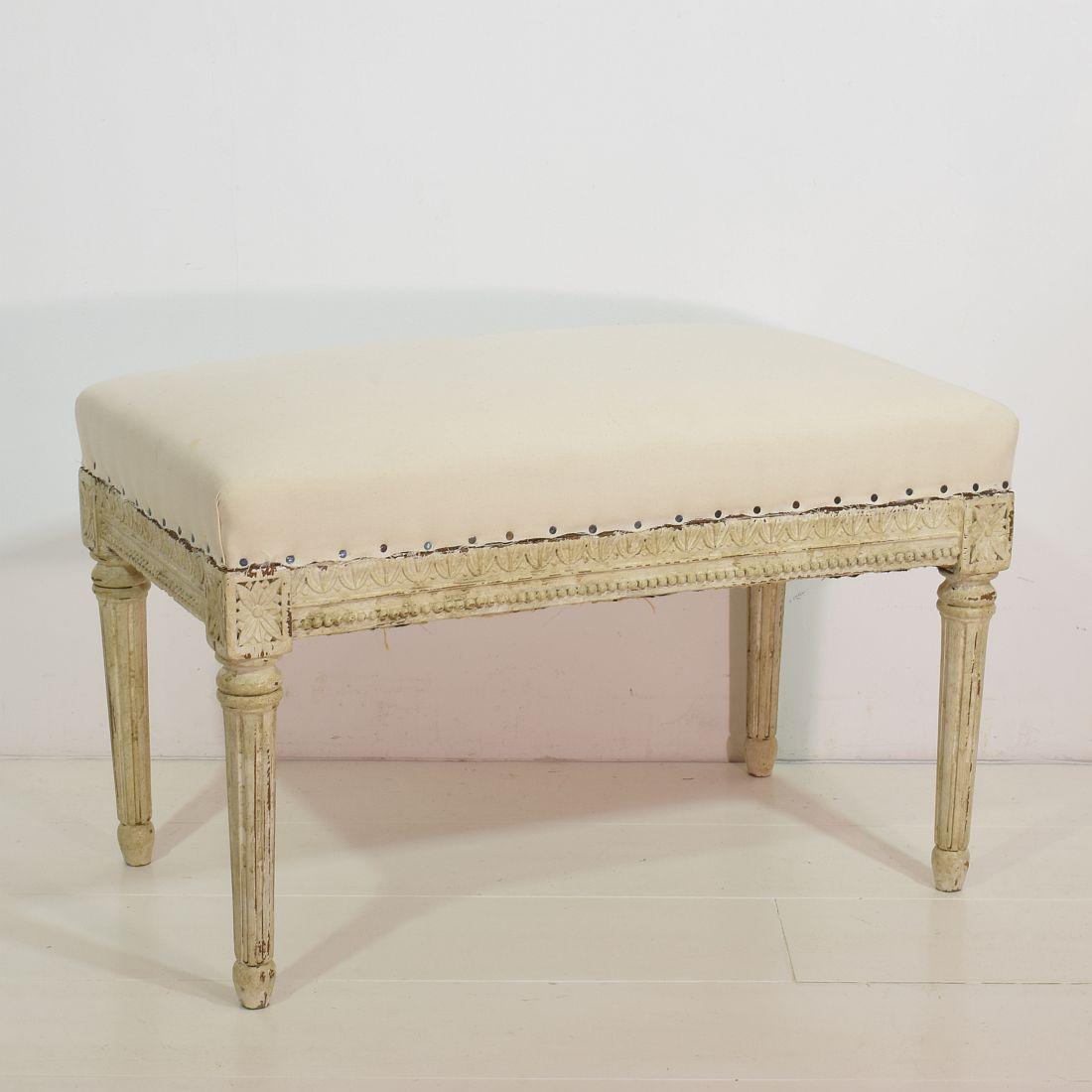 Pair of 19th Century French Louis XVI Style Carved Stools or Tabourets 8