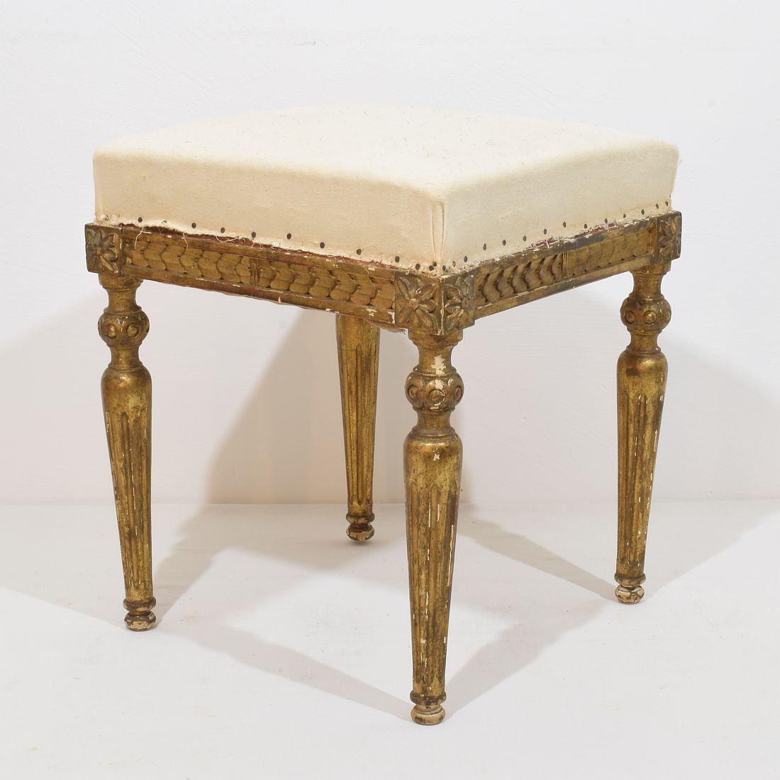 Pair of 19th Century French Louis XVI Style Carved Stools or Tabourets 10
