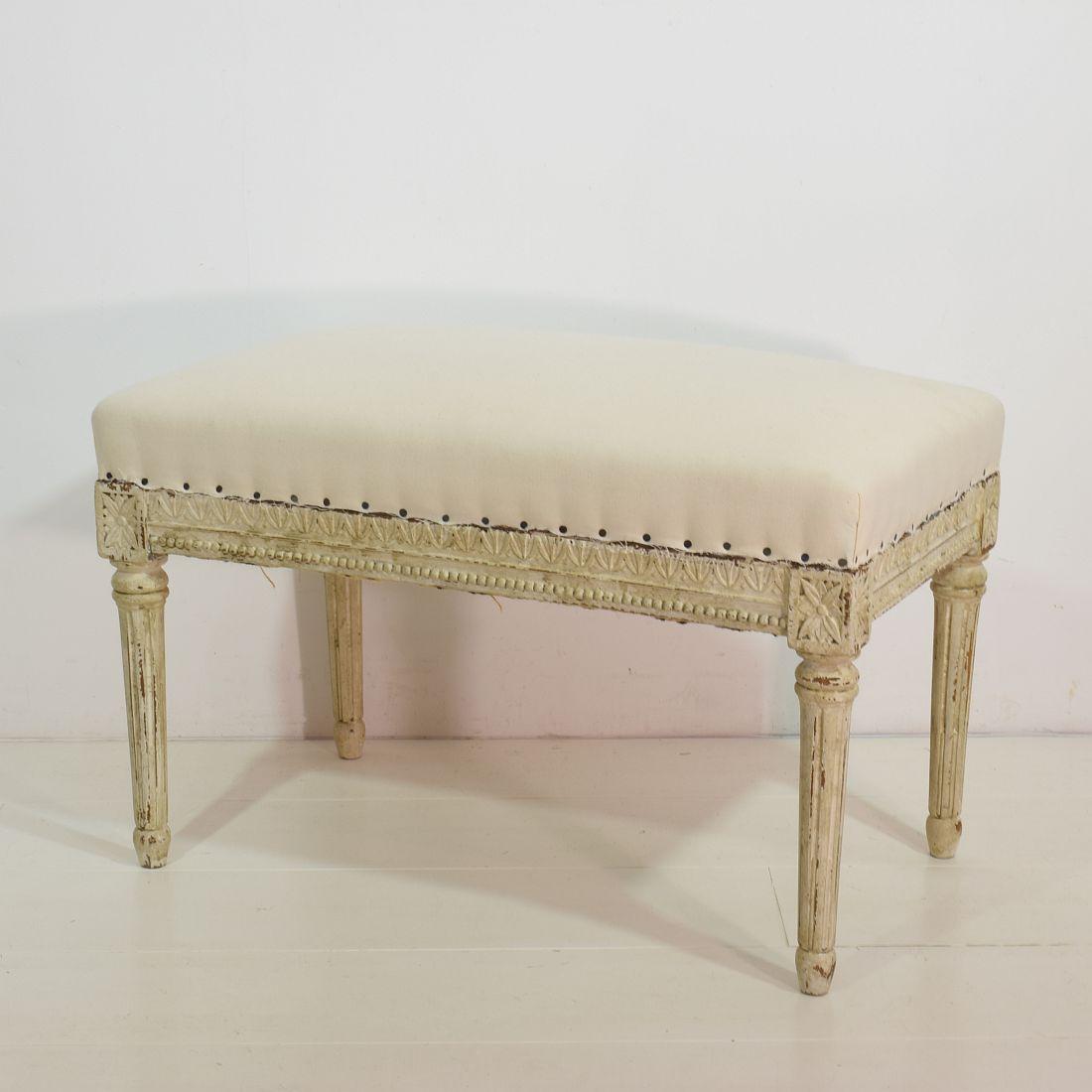 Pair of 19th Century French Louis XVI Style Carved Stools or Tabourets 9