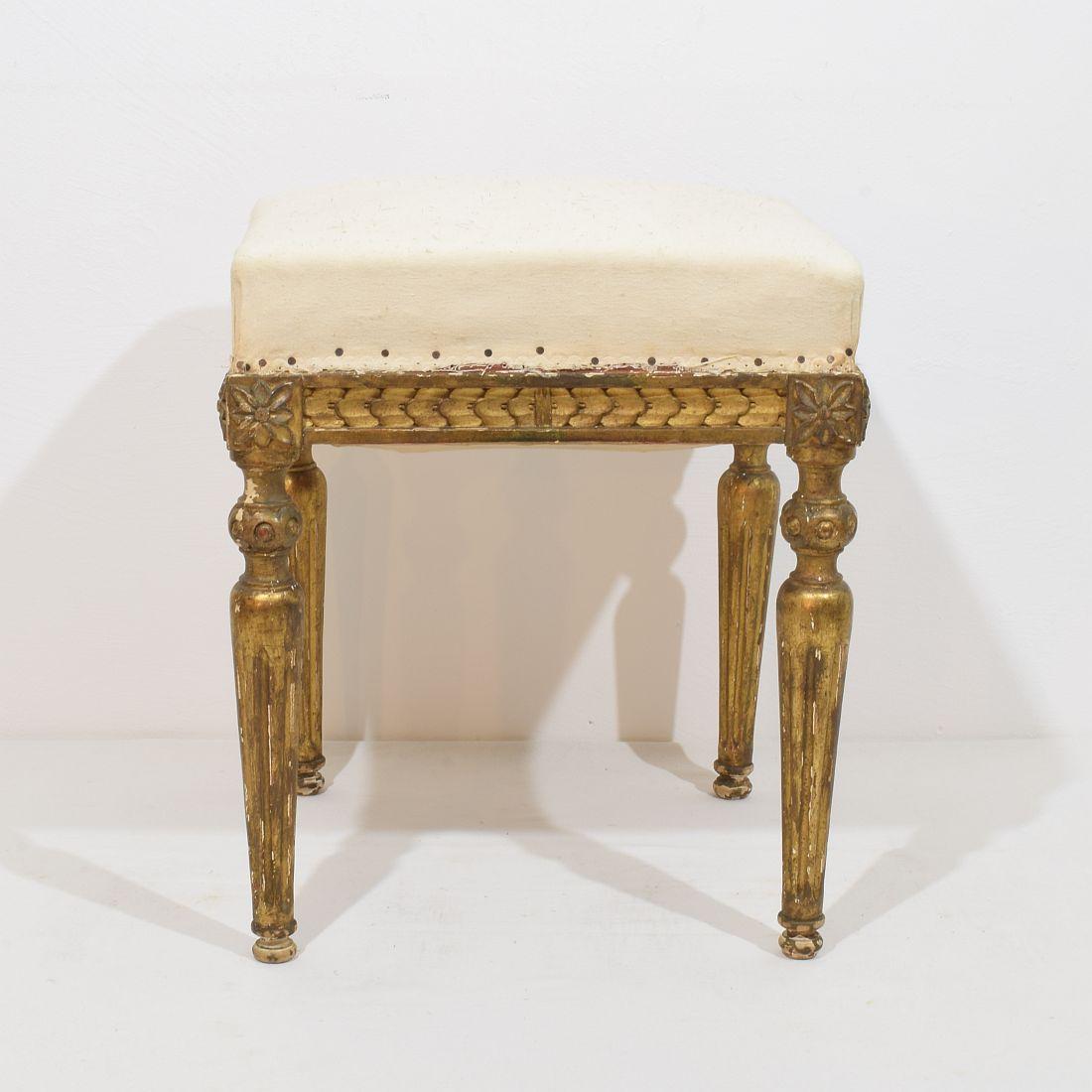 Pair of 19th Century French Louis XVI Style Carved Stools or Tabourets 11
