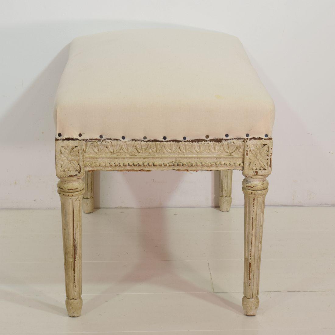 Pair of 19th Century French Louis XVI Style Carved Stools or Tabourets 12