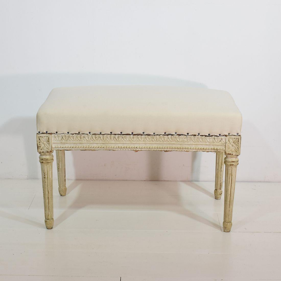 Hand-Crafted Pair of 19th Century French Louis XVI Style Carved Stools or Tabourets