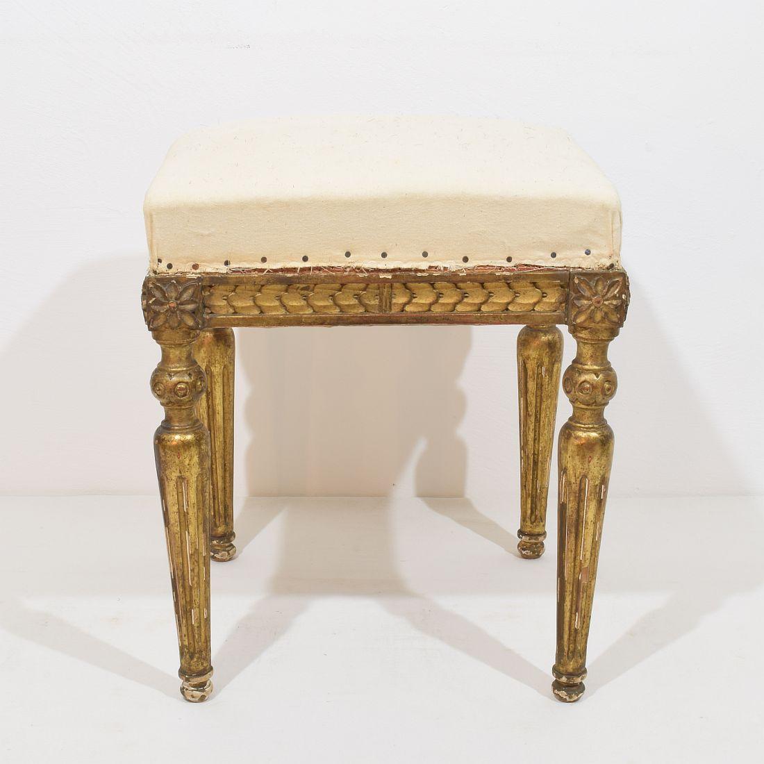 Wood Pair of 19th Century French Louis XVI Style Carved Stools or Tabourets