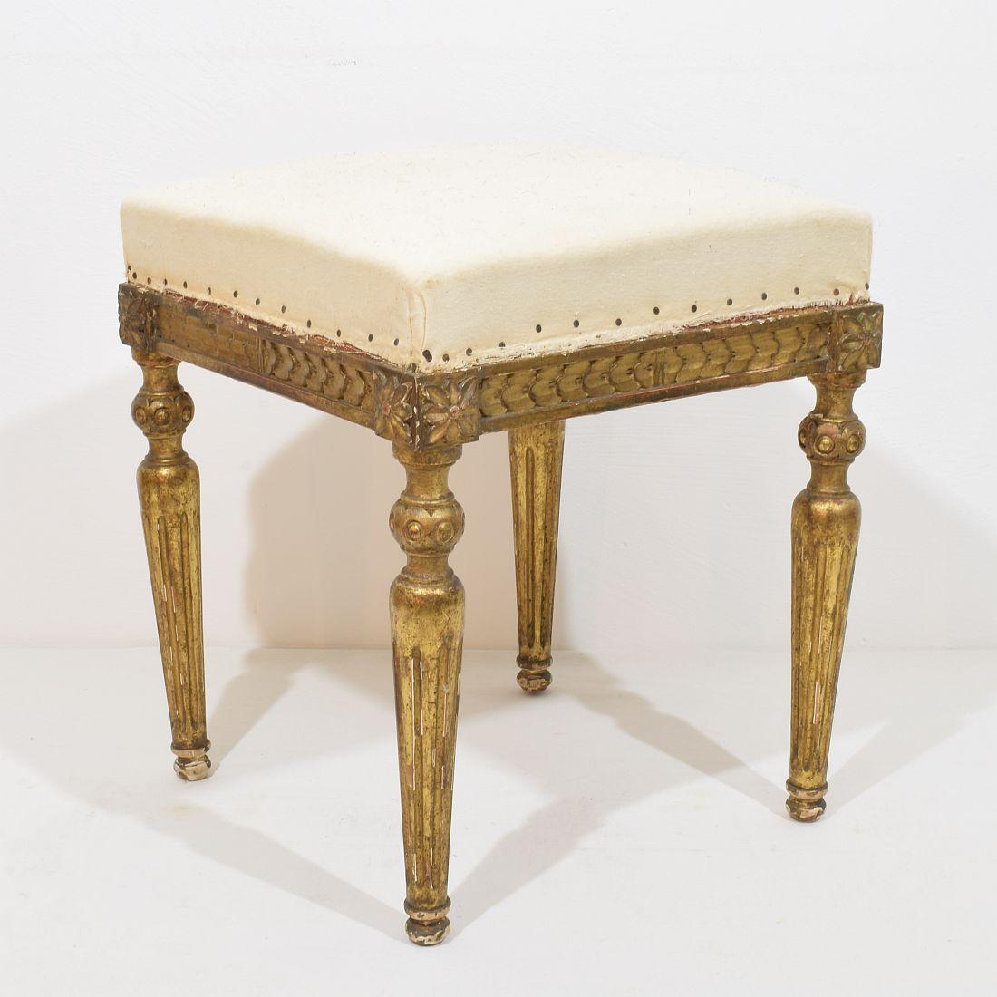 Pair of 19th Century French Louis XVI Style Carved Stools or Tabourets 1