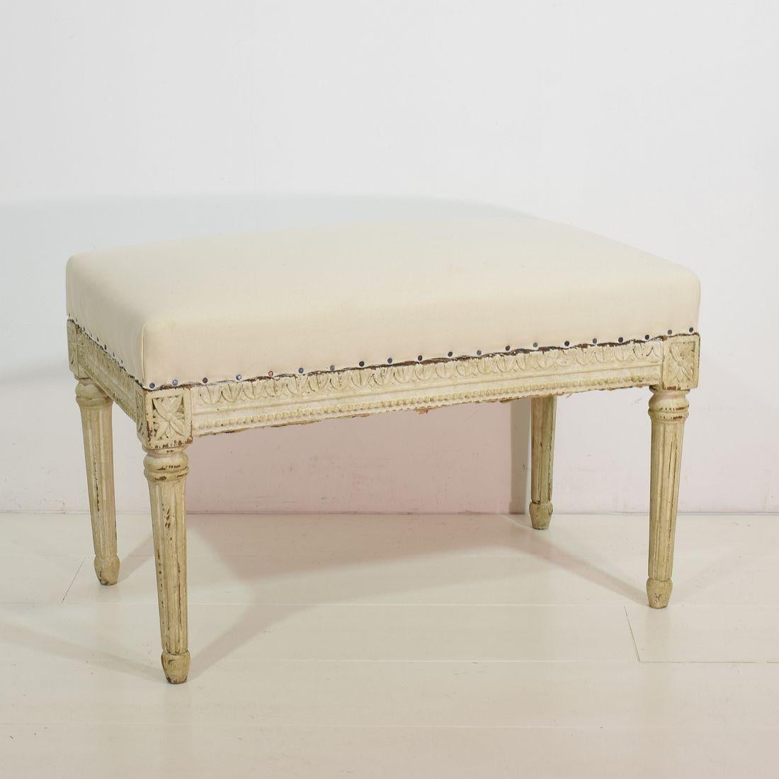 Wood Pair of 19th Century French Louis XVI Style Carved Stools or Tabourets