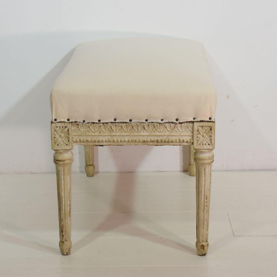 Pair of 19th Century French Louis XVI Style Carved Stools or Tabourets 1