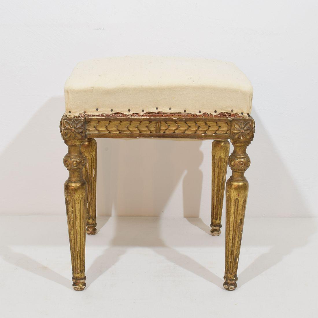 Pair of 19th Century French Louis XVI Style Carved Stools or Tabourets 3