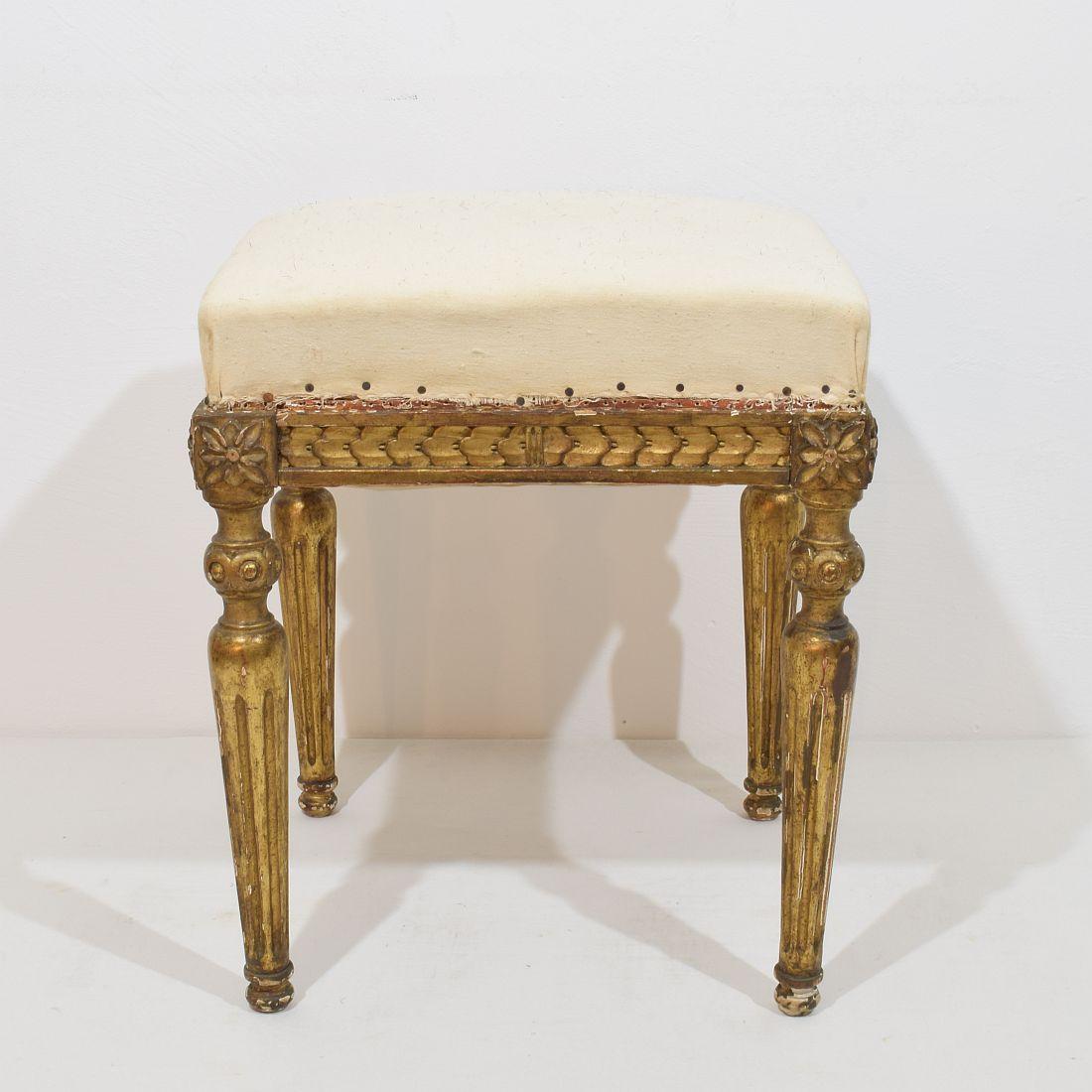 Pair of 19th Century French Louis XVI Style Carved Stools or Tabourets 4