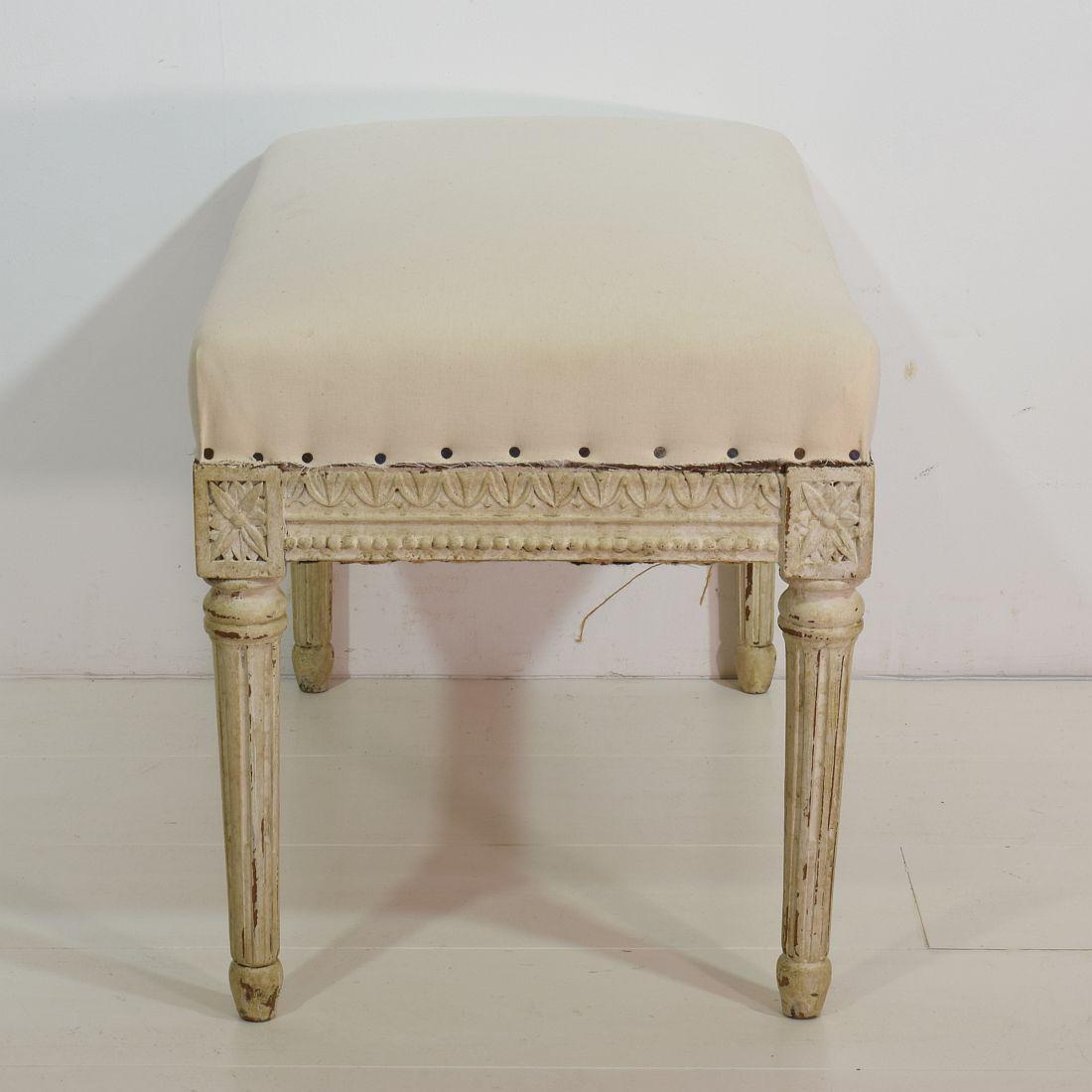Pair of 19th Century French Louis XVI Style Carved Stools or Tabourets 3