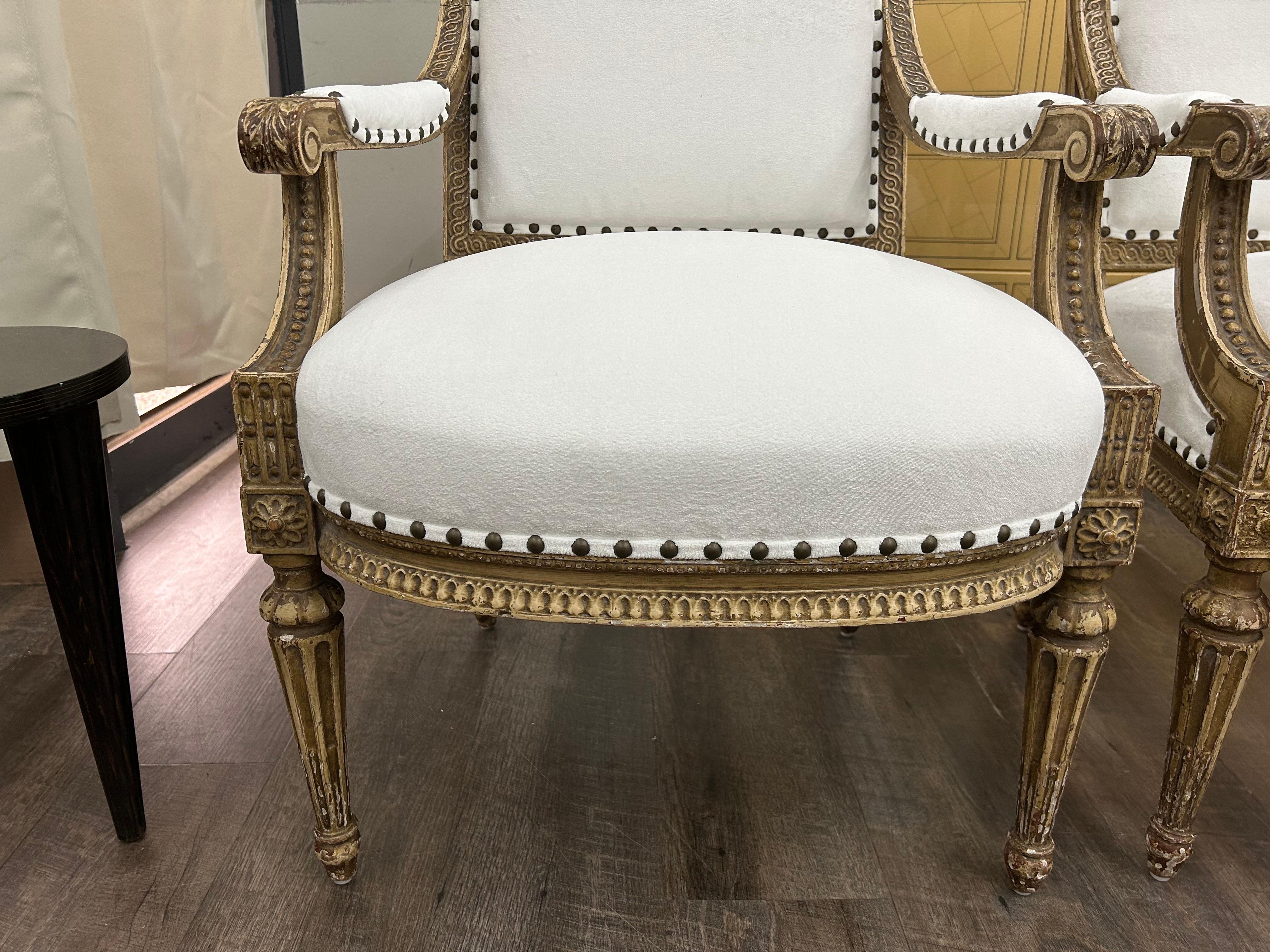 Ottone Coppia di sedie francesi del XIX secolo in stile Luigi XVI in vendita