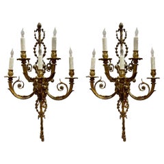 Pair of 19th Century French Louis XVI Style Gilt Bronze Wall Sconces