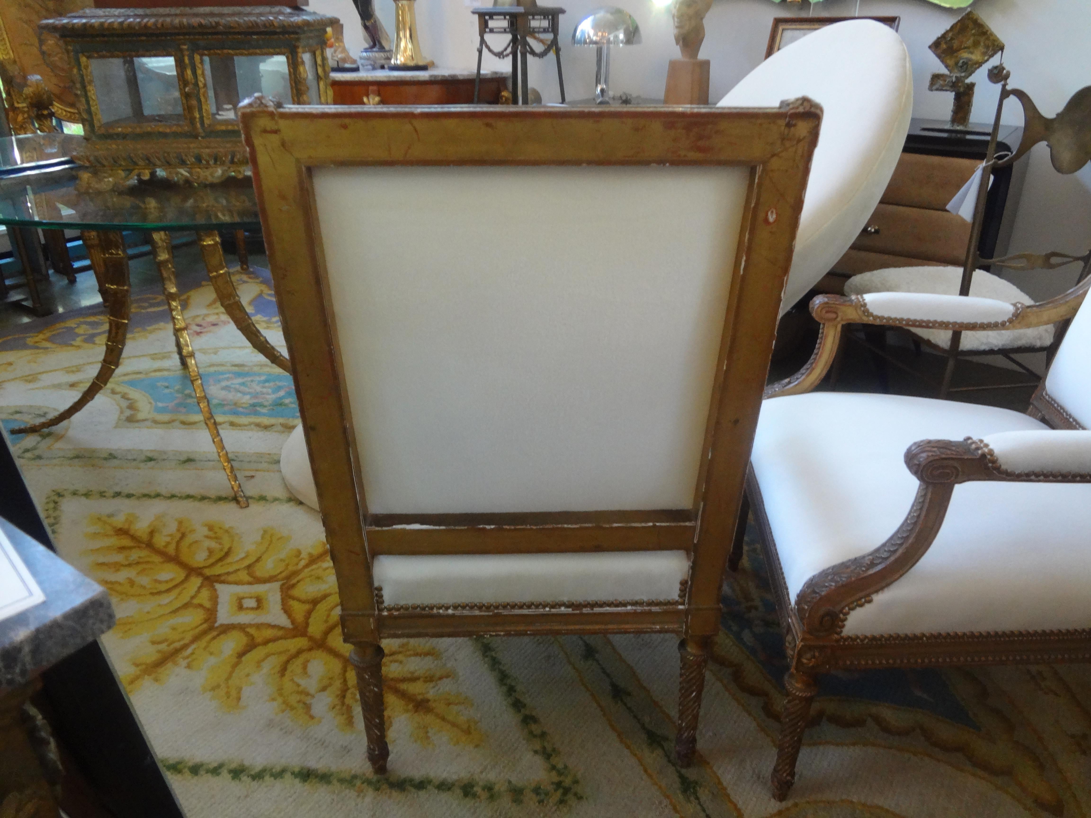 Pair of 19th Century French Louis XVI Style Giltwood Chairs 6