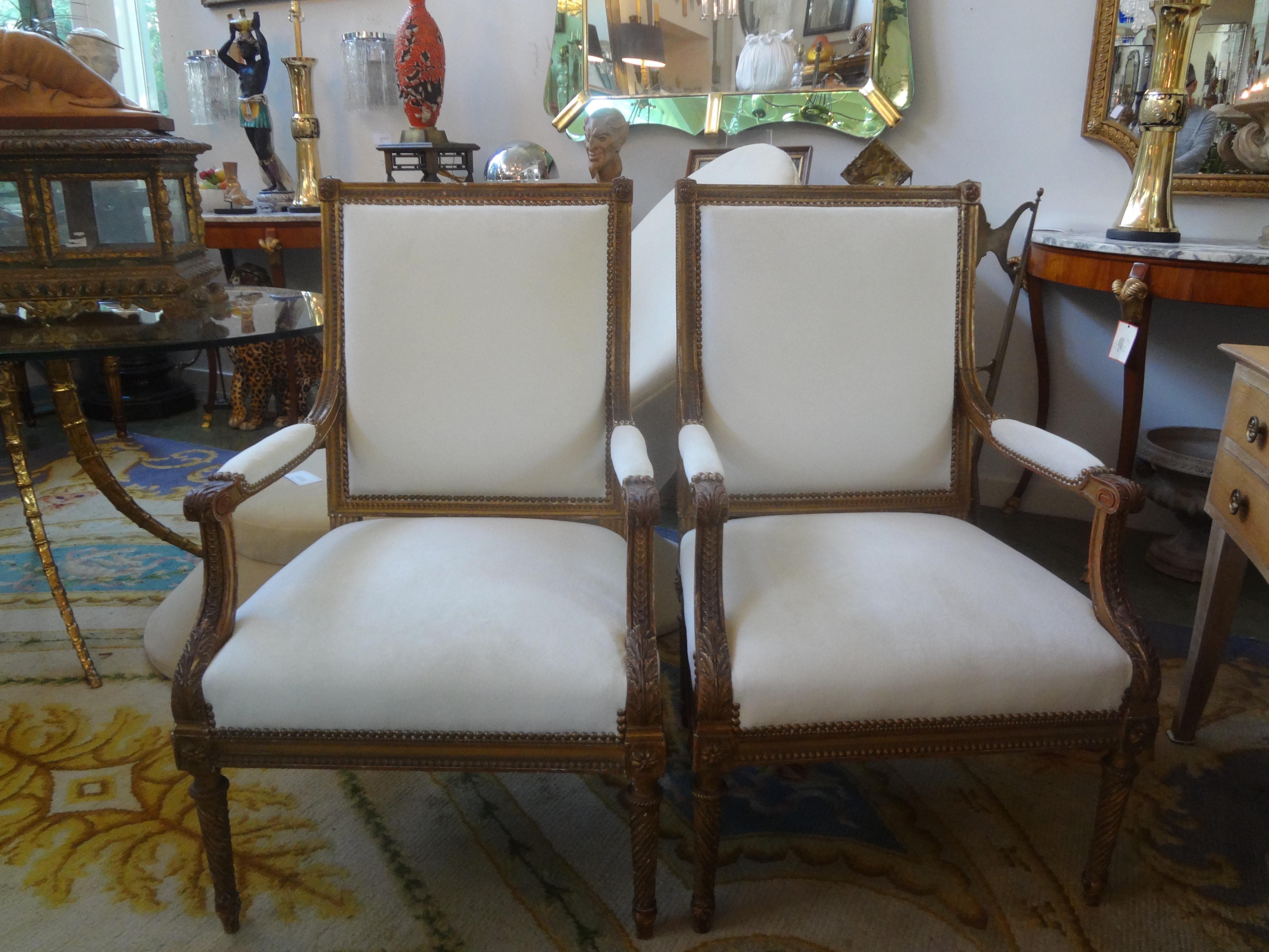 Pair of 19th Century French Louis XVI Style Giltwood Chairs 7