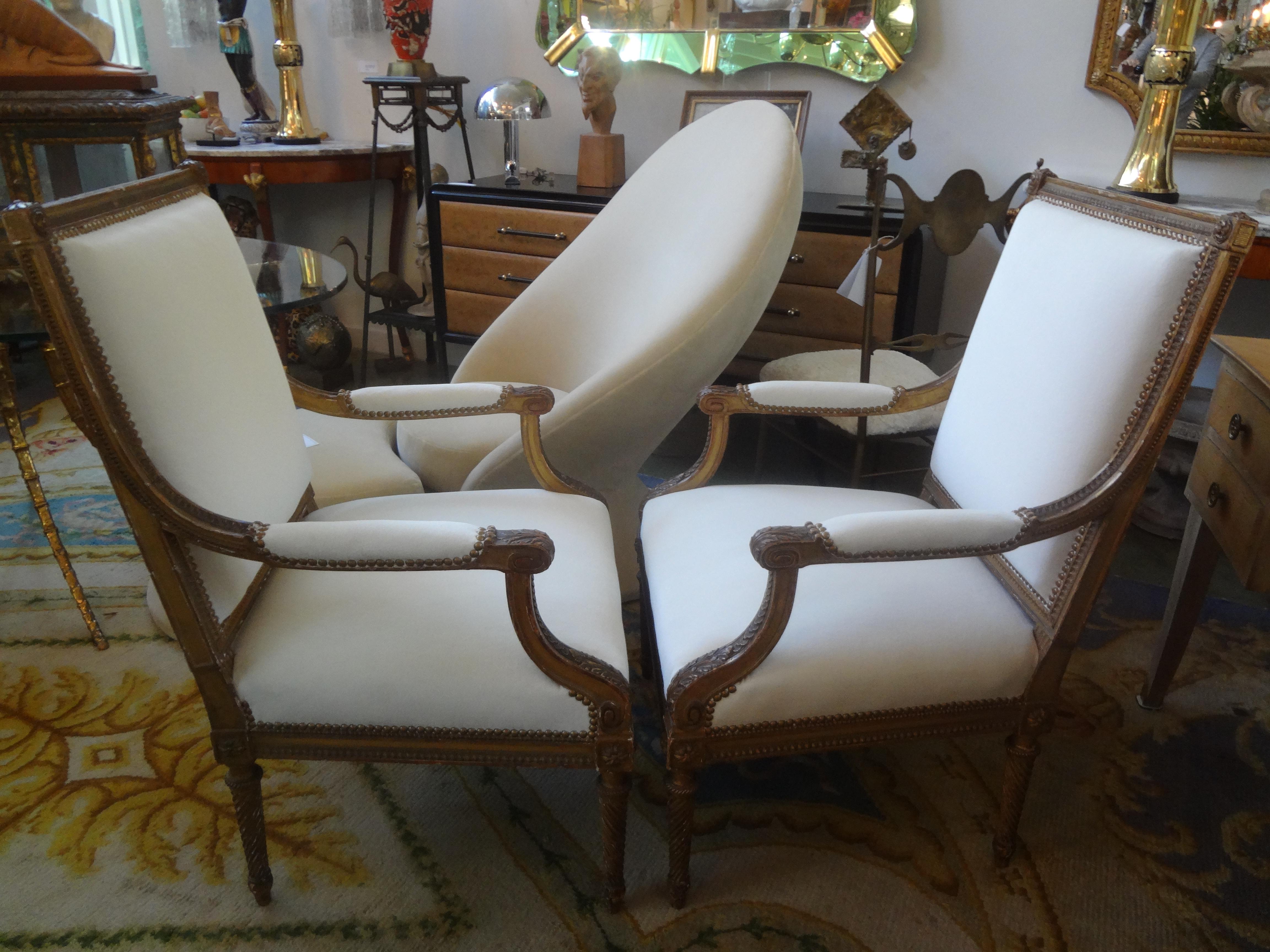 Mid-19th Century Pair of 19th Century French Louis XVI Style Giltwood Chairs