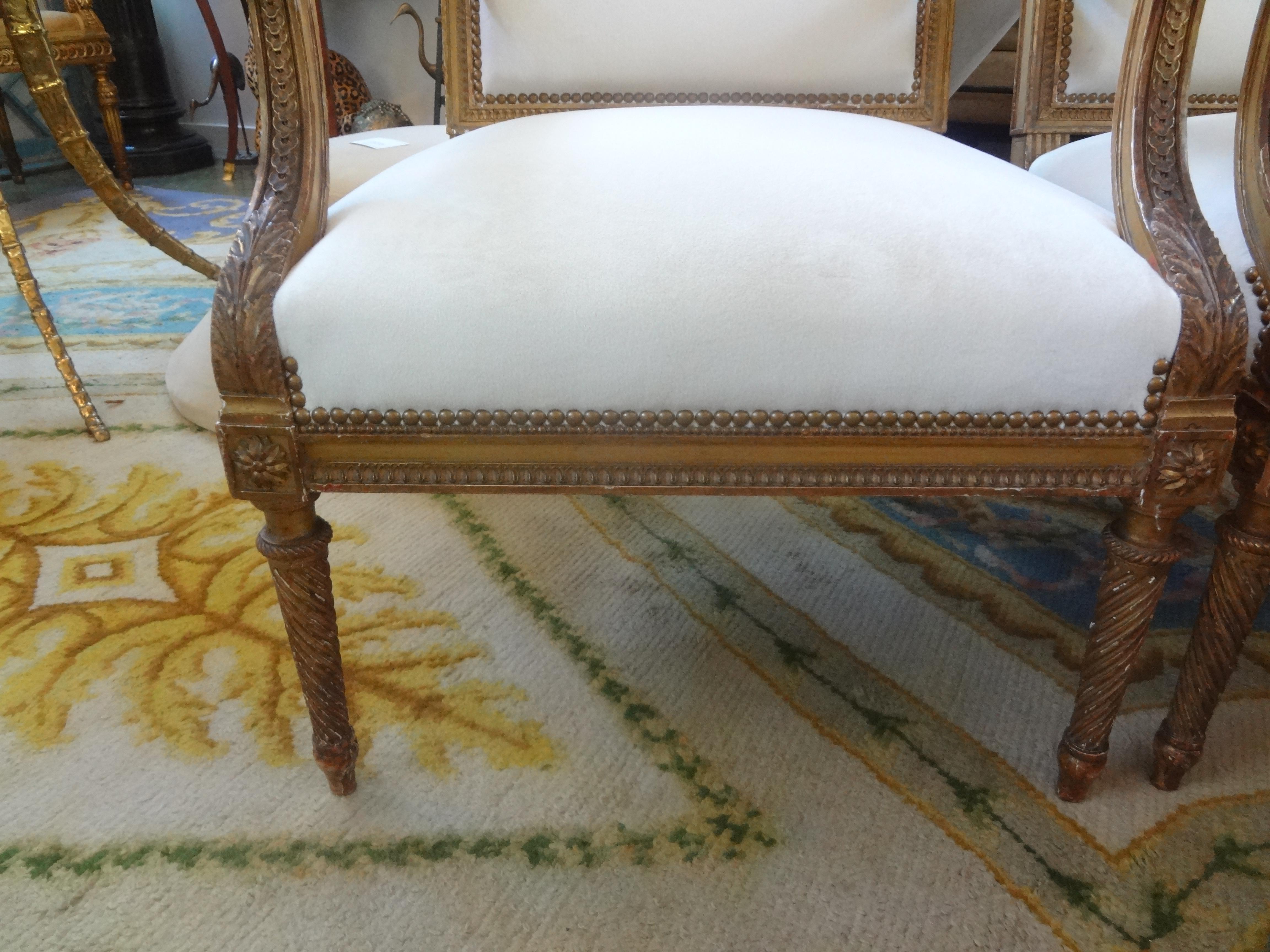 Pair of 19th Century French Louis XVI Style Giltwood Chairs 1