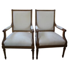 Paire de chaises françaises de style Louis XVI du 19ème siècle