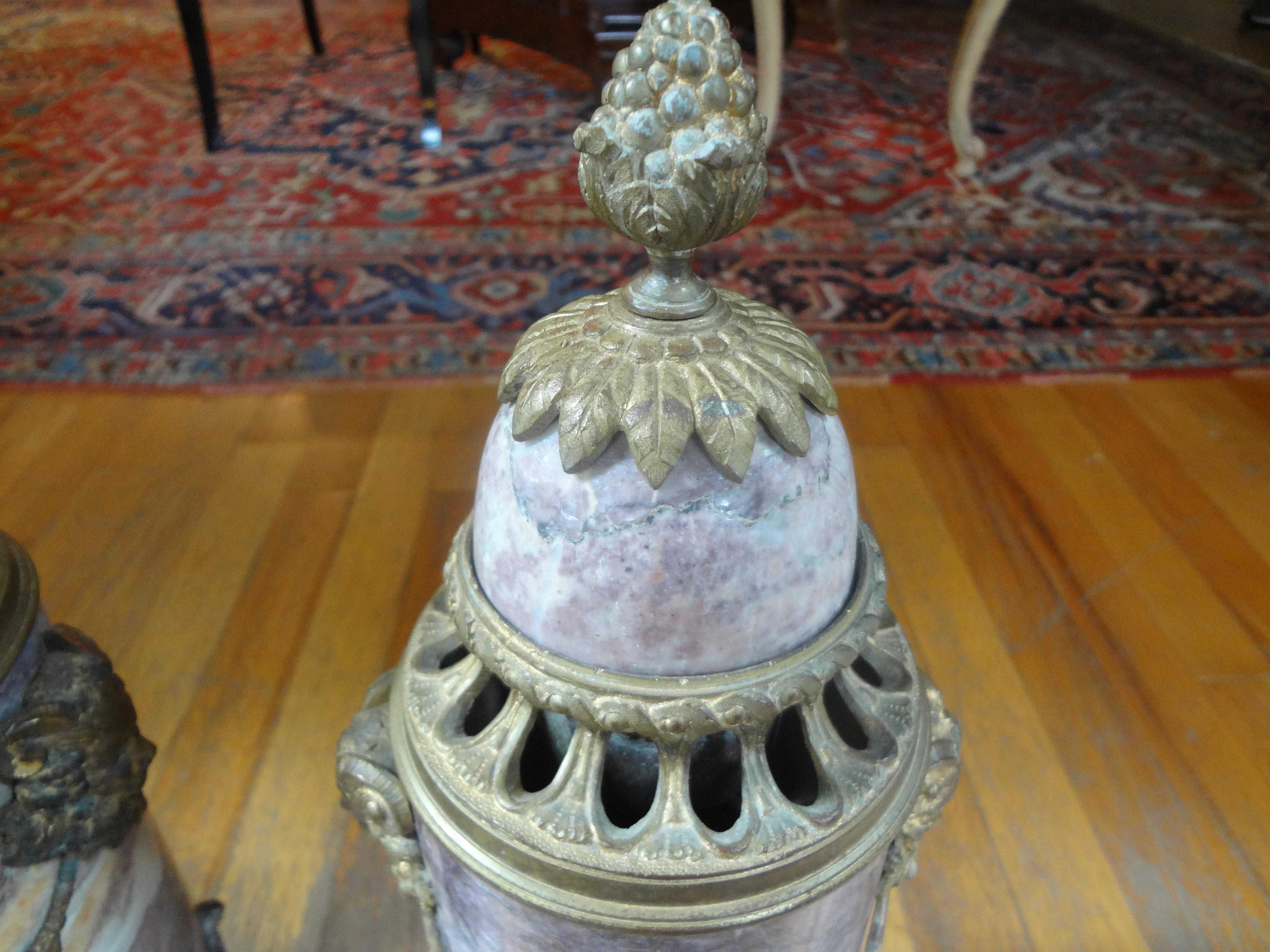 Pair of 19th Century French Louis XVI Style Marble Urns or Cassolettes 2