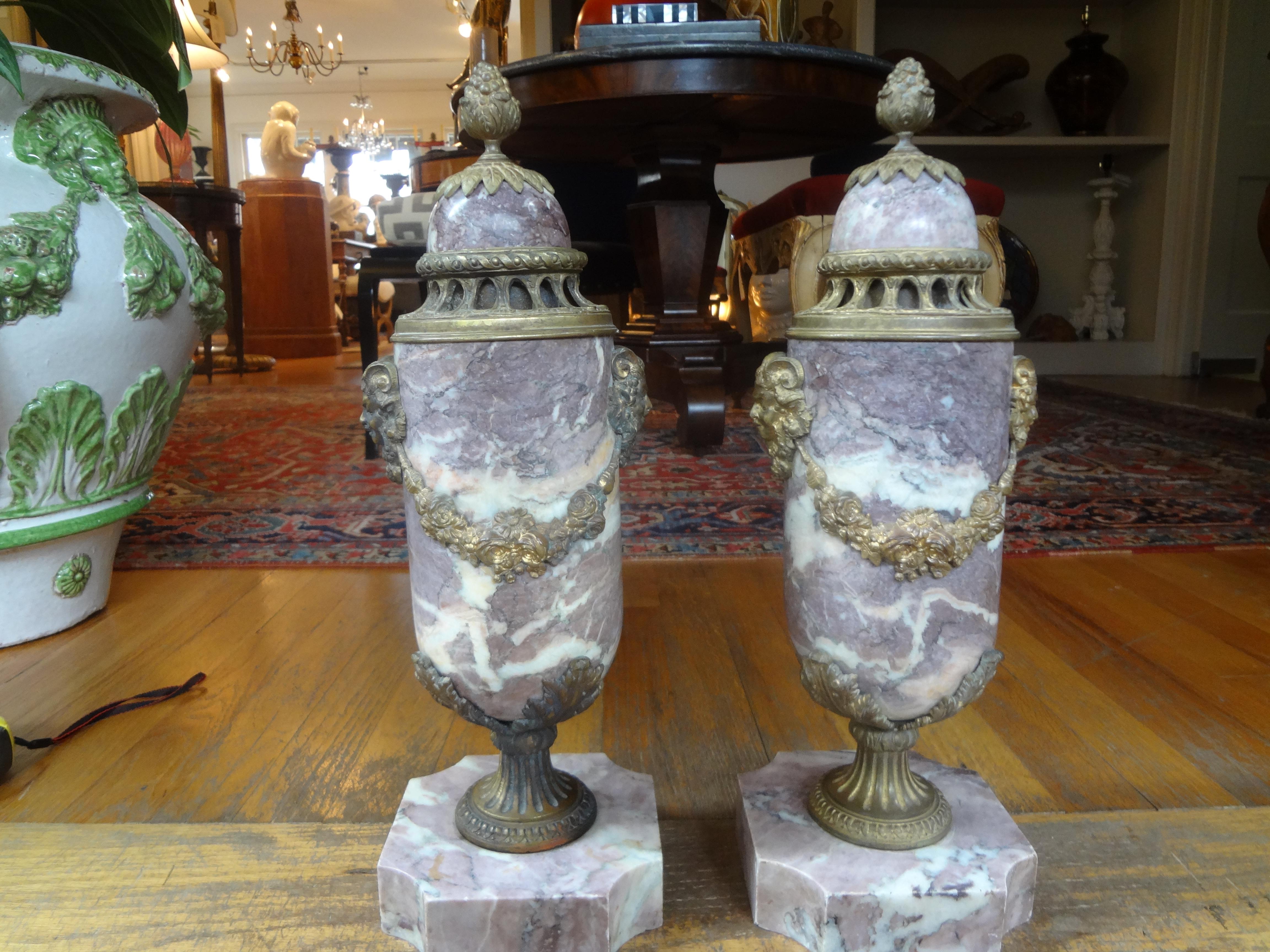 Pair of 19th Century French Louis XVI Style Marble Urns or Cassolettes 6