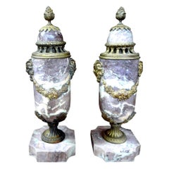 Pair of 19th Century French Louis XVI Style Marble Urns or Cassolettes