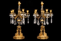 Paar französische Ormolu- und Bergkristall-Kandelaber im Stil Ludwigs XVI. des 19.