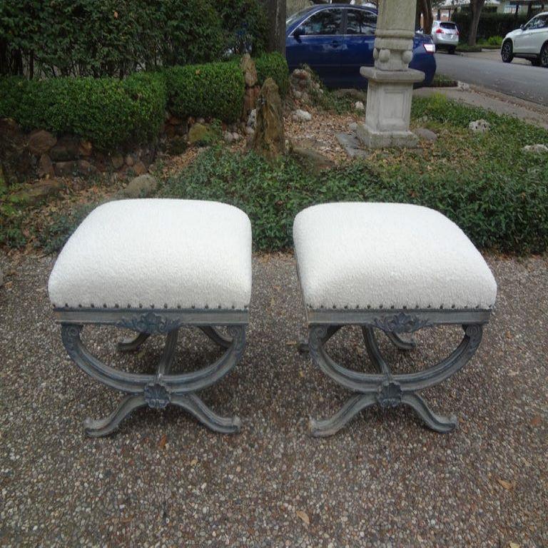Pair of 19th Century French Louis XVI Style Painted Benches 6