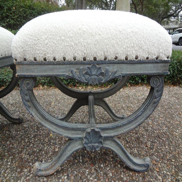 Pair of 19th Century French Louis XVI Style Painted Benches 4