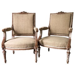 Pair of 19th Century French Louis XVI Style Square Back Armchairs