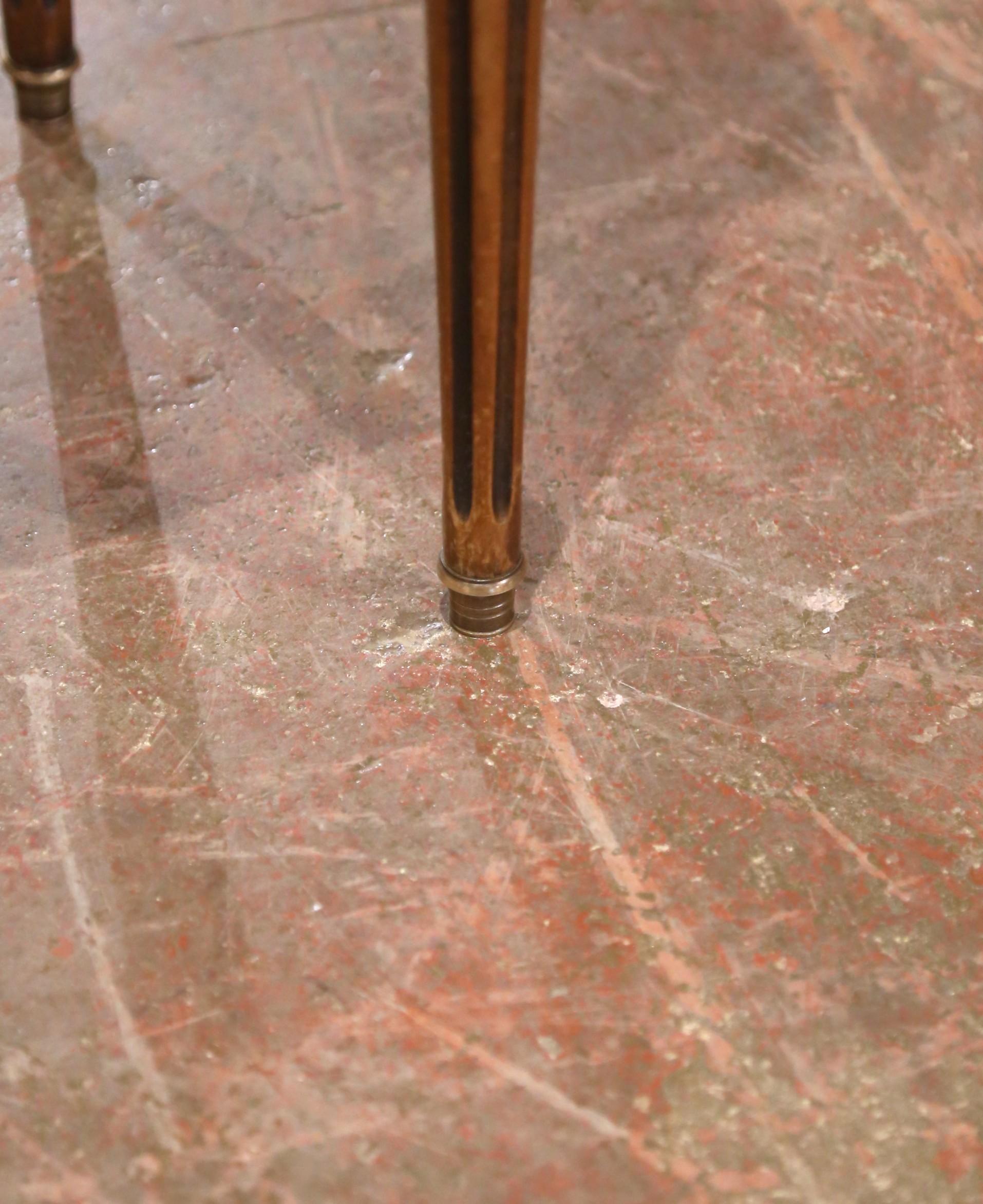 Pair of 19th Century French Louis XVI Walnut Nightstands with Marble Tops For Sale 8