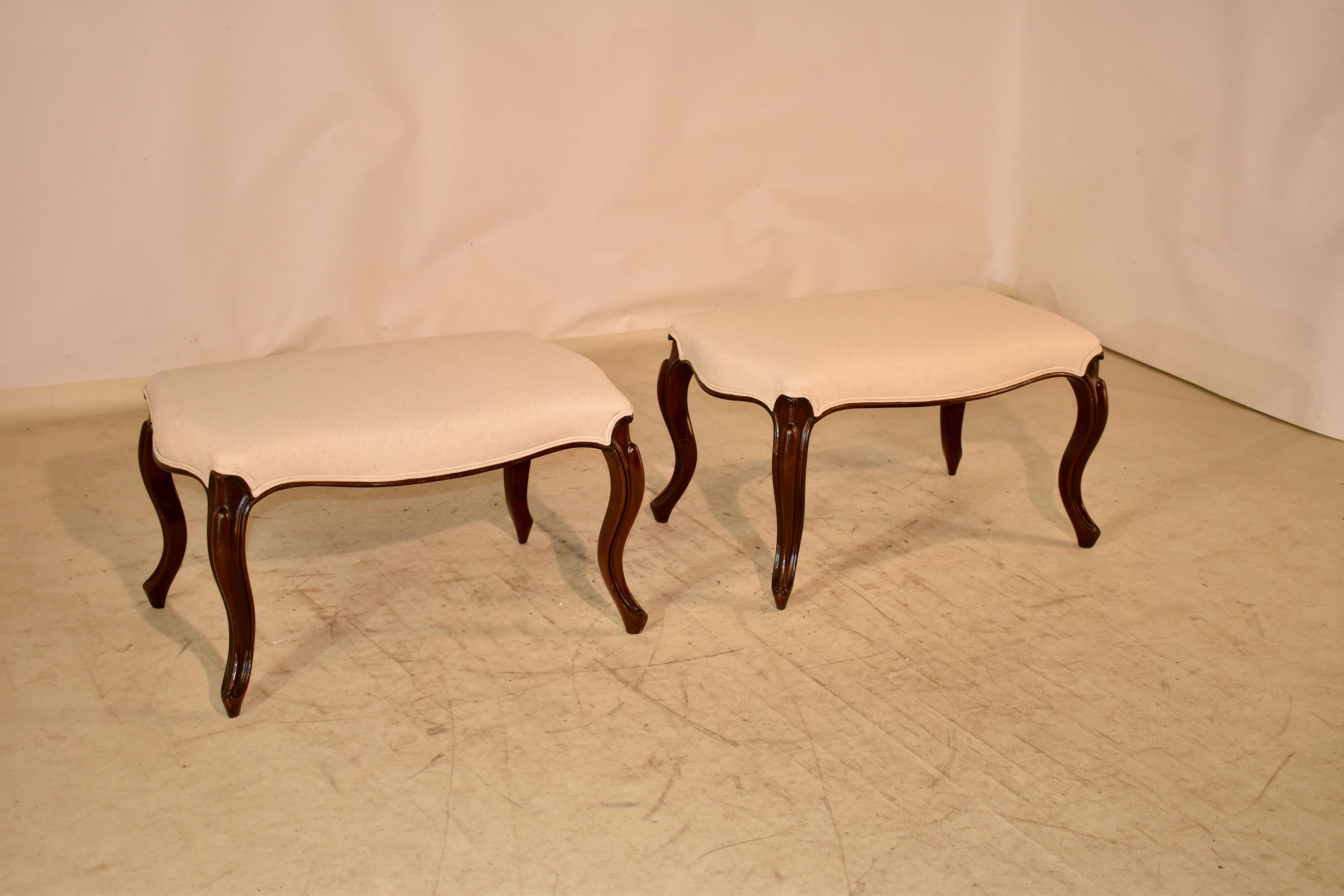 Louis XV Pair of 19th Century French Mahogany Benches For Sale