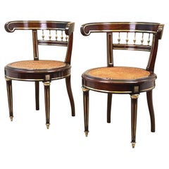 Antique Pair Of 19th Century French Mahogany Salon Chairs
