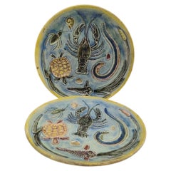 Pair of 19th Century French Majolica Palissy Platters