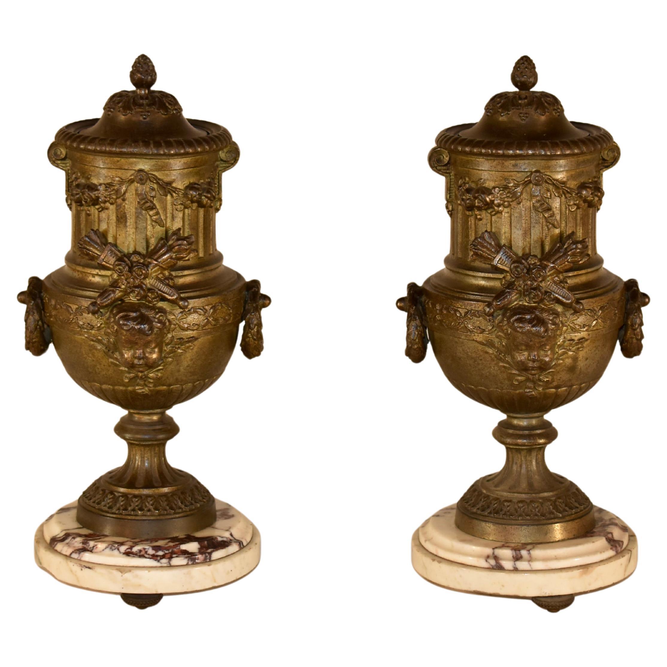 Pair of 19th Century French Mantle Urns