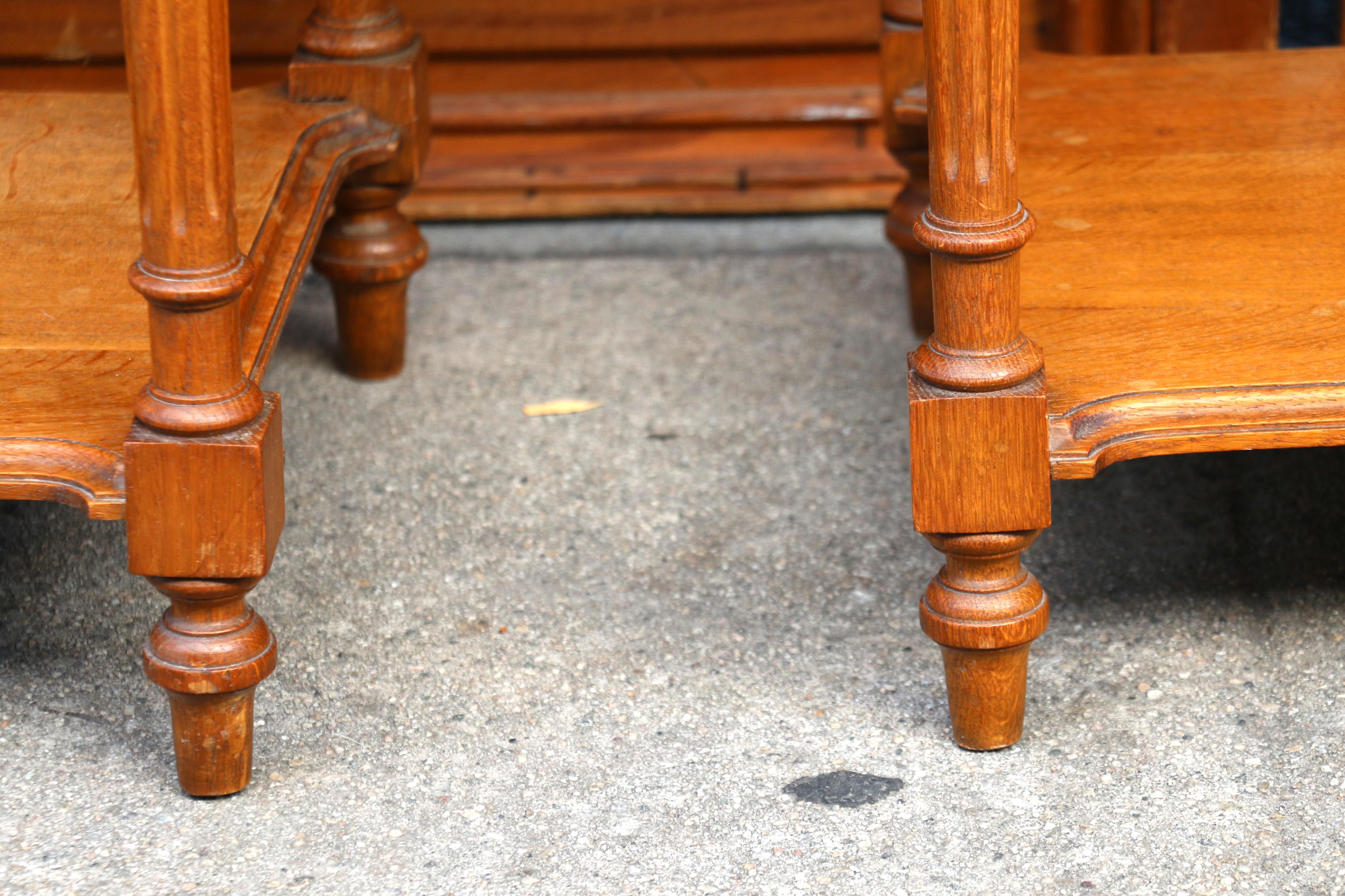 Pair of 19th Century French Marble Top Bedside Tables For Sale 5