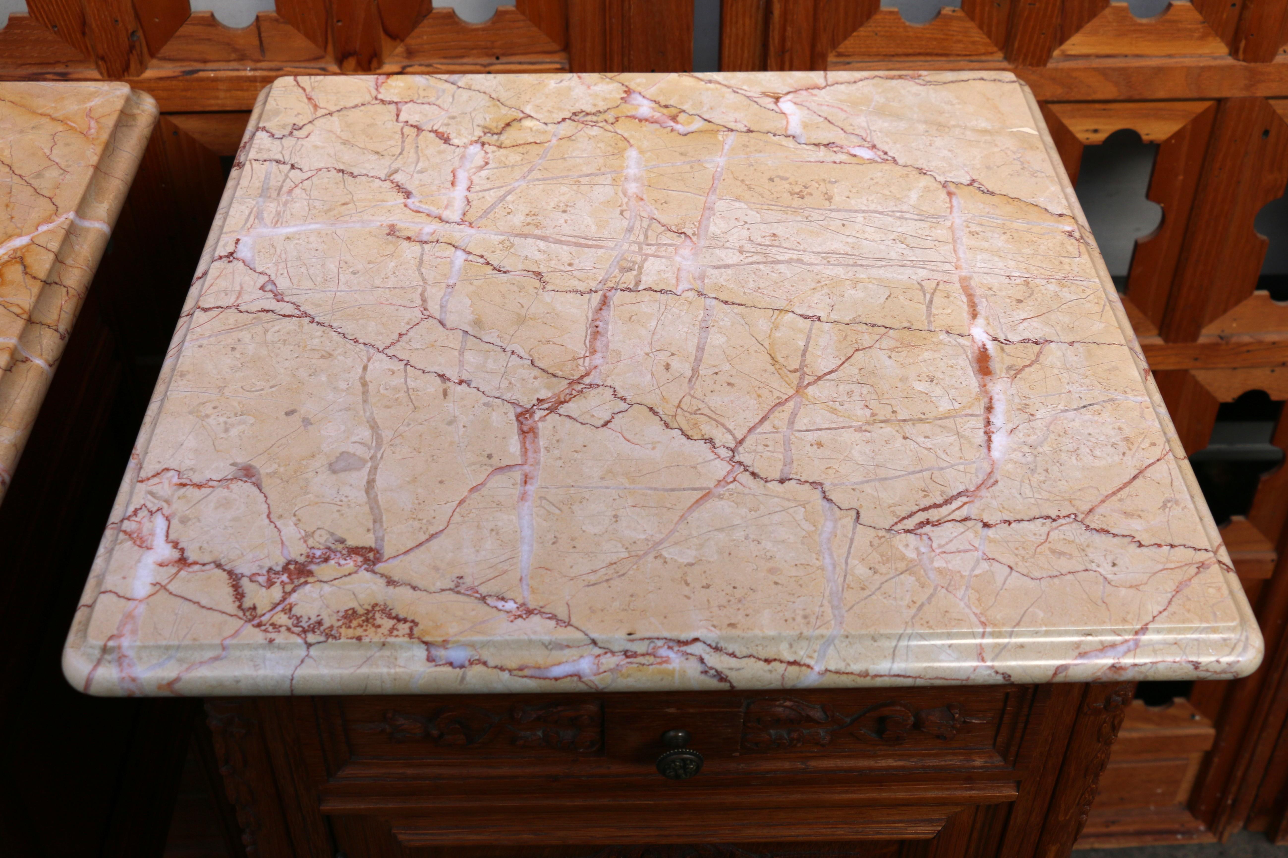 Pair of 19th Century French Marble Top Bedside Tables For Sale 8