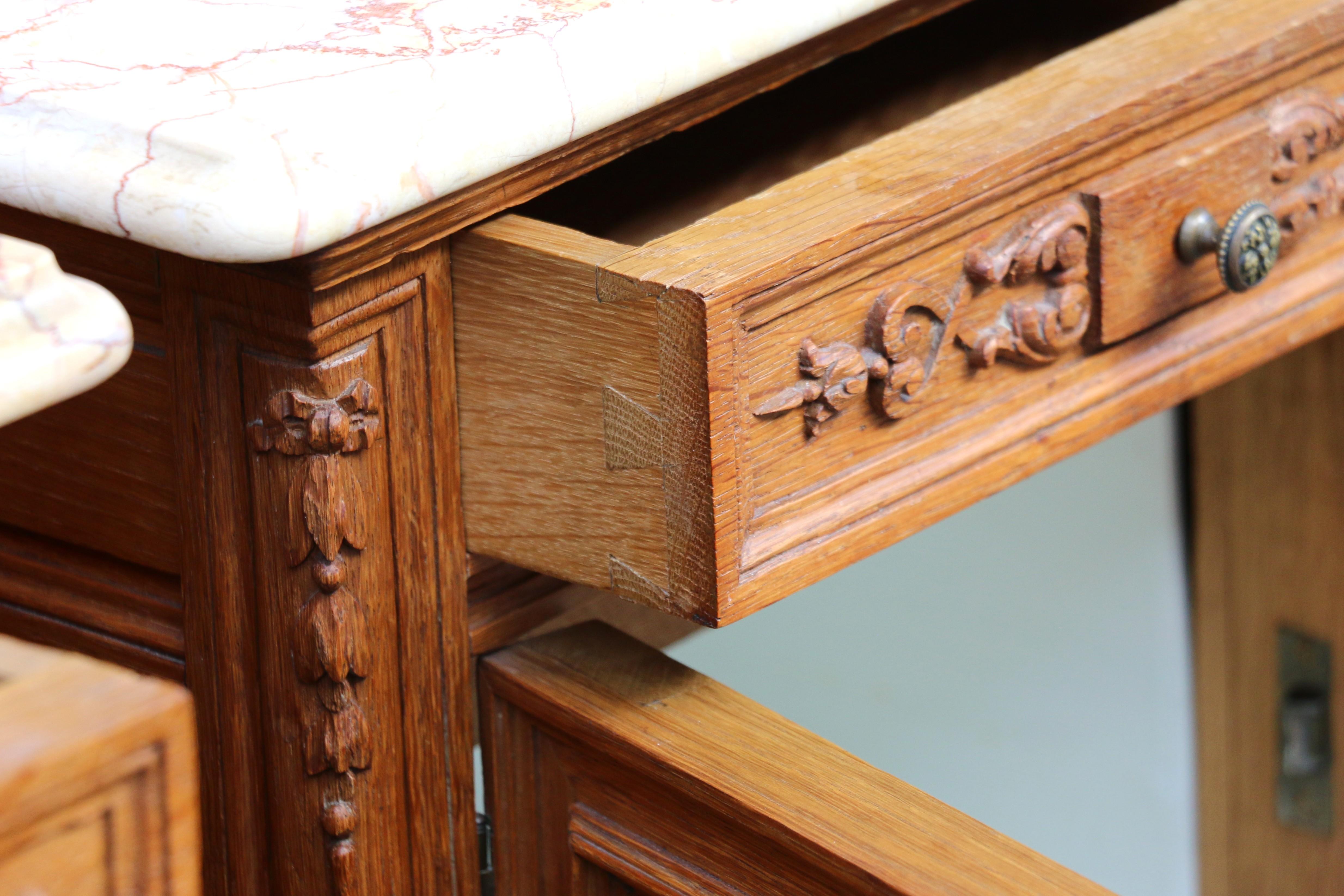 Pair of 19th Century French Marble Top Bedside Tables For Sale 13