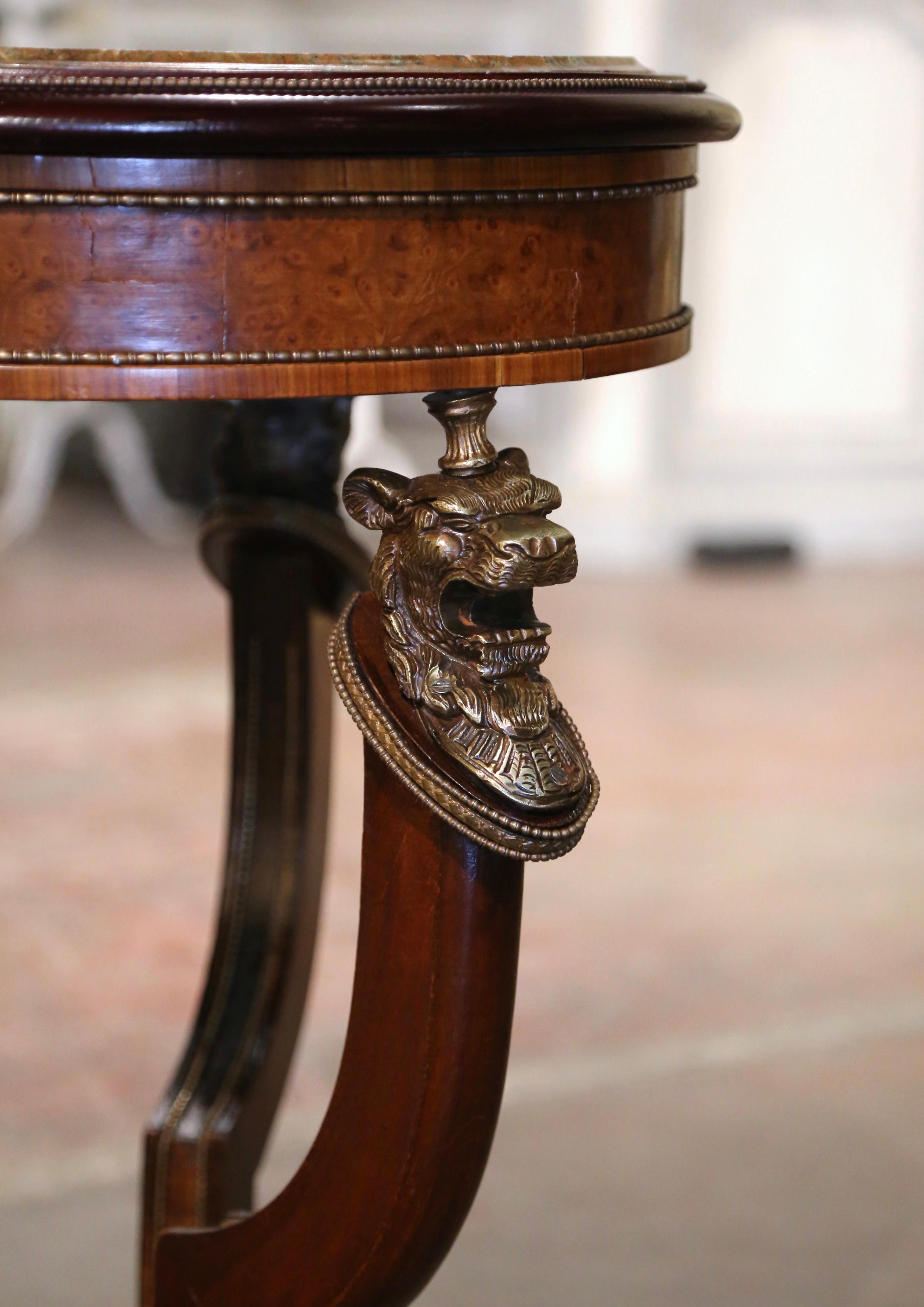 Pair of 19th Century French Marble Top Carved Burl Walnut Gueridon Tables For Sale 6