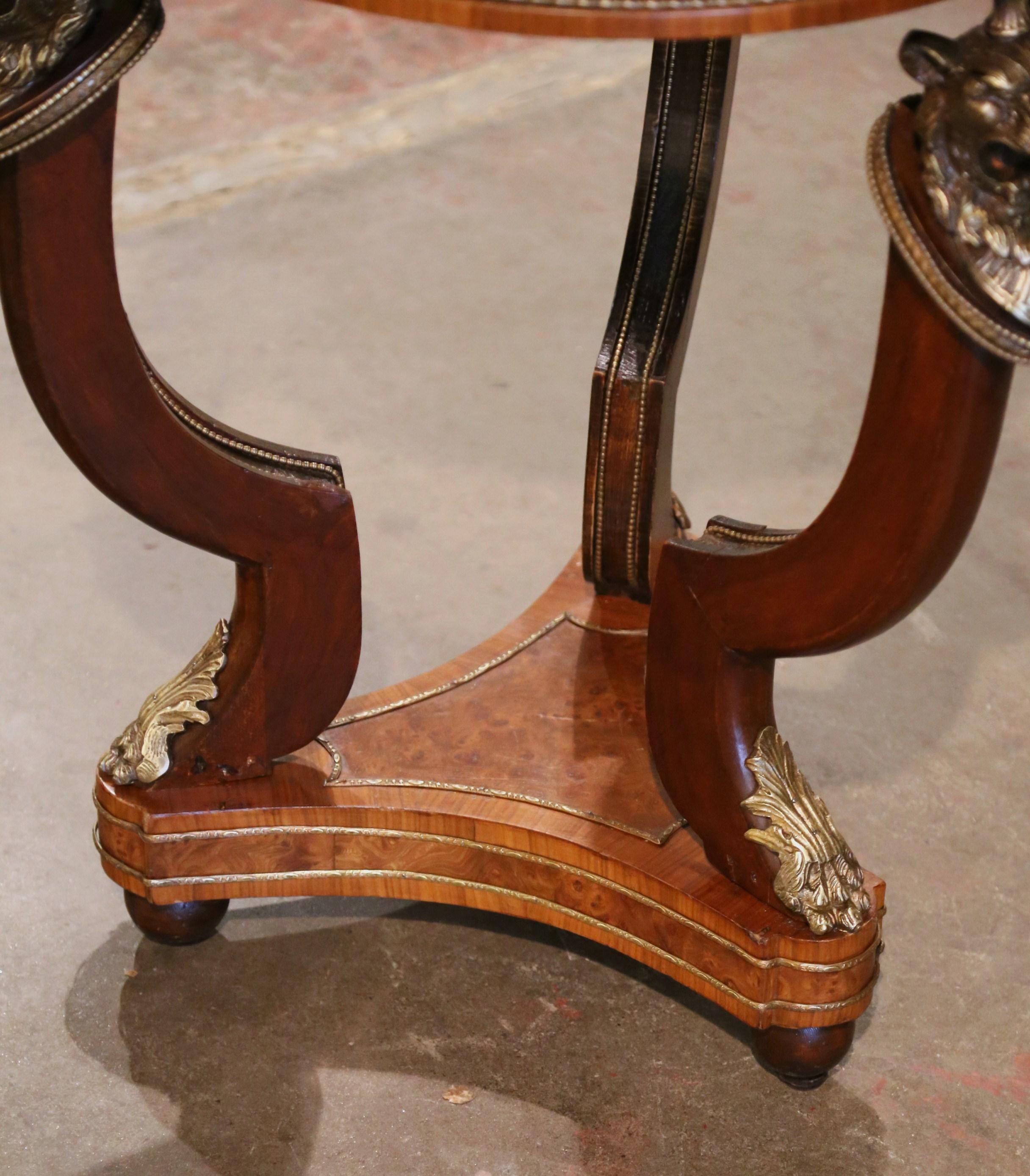 Pair of 19th Century French Marble Top Carved Burl Walnut Gueridon Tables For Sale 2