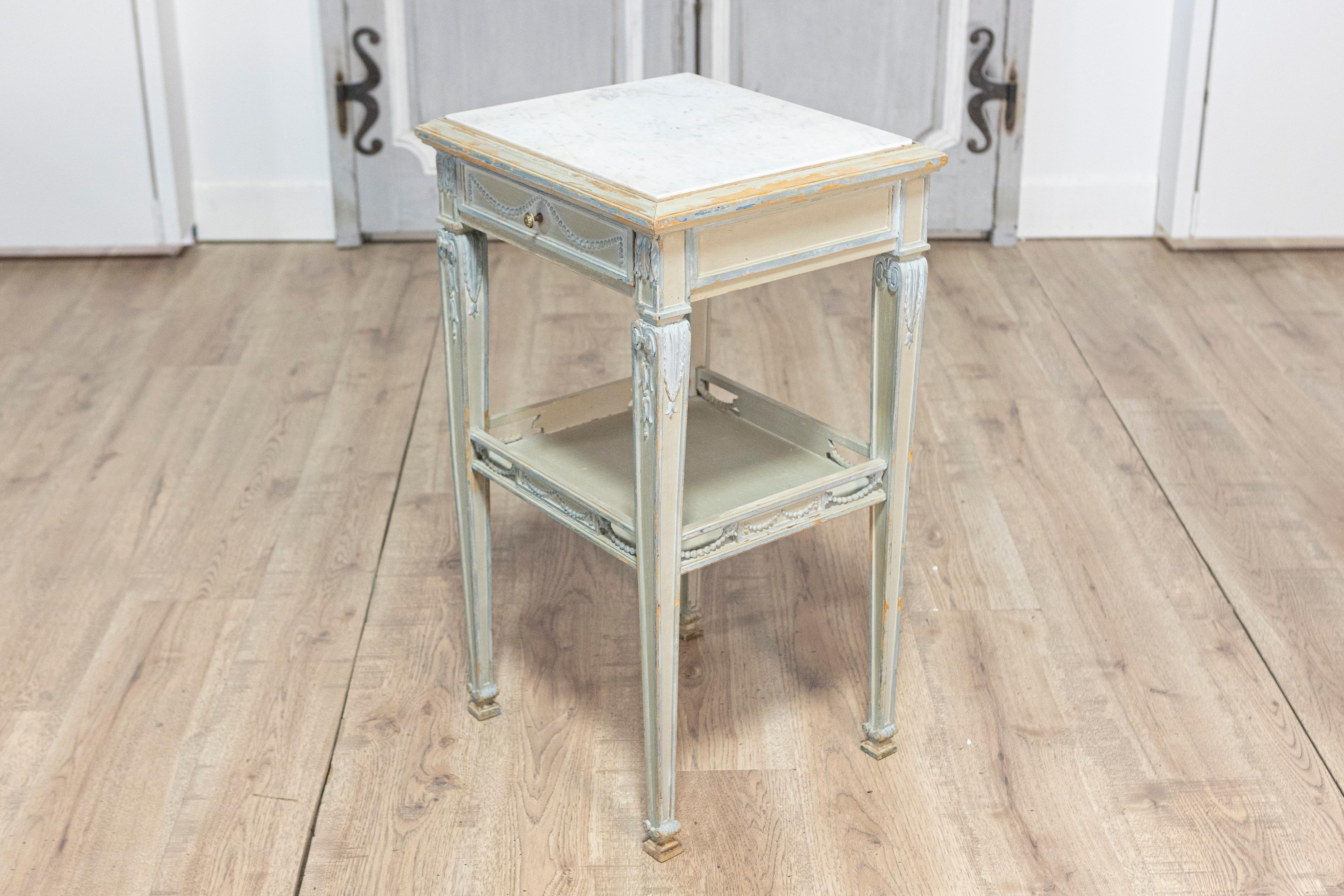 Pair of 19th Century French Marble Top Nightstands In Good Condition For Sale In Atlanta, GA