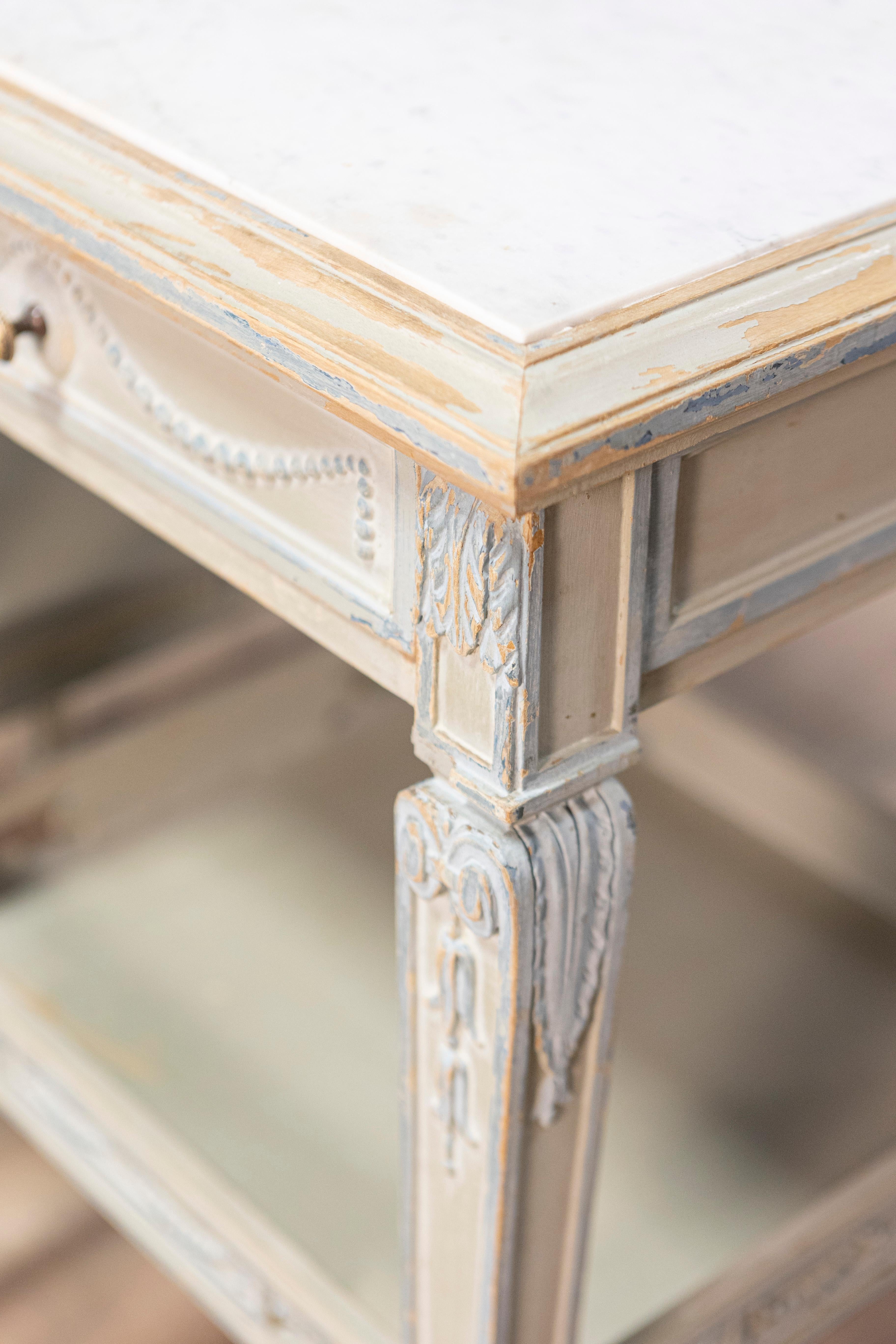 Pair of 19th Century French Marble Top Nightstands For Sale 4