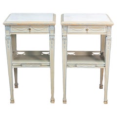 Pair of 19th Century French Marble Top Nightstands