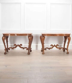 Pair of 19th Century French Marble Top Walnut Console Tables