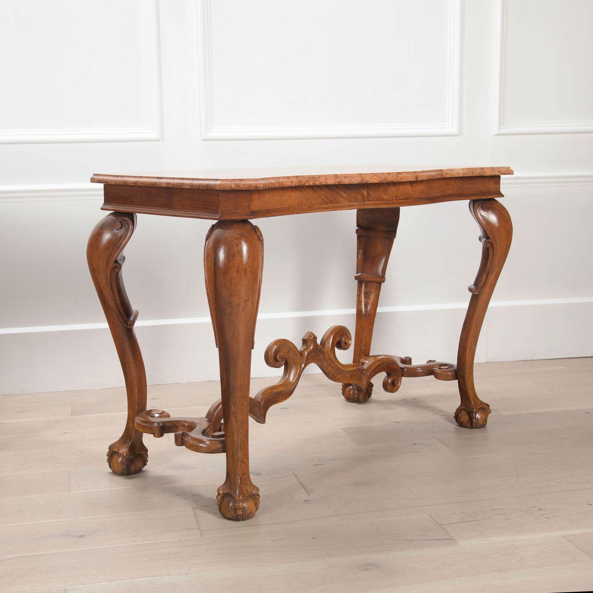 Pair of 19th Century French Marble Top Walnut Console Tables In Good Condition For Sale In Gloucestershire, GB