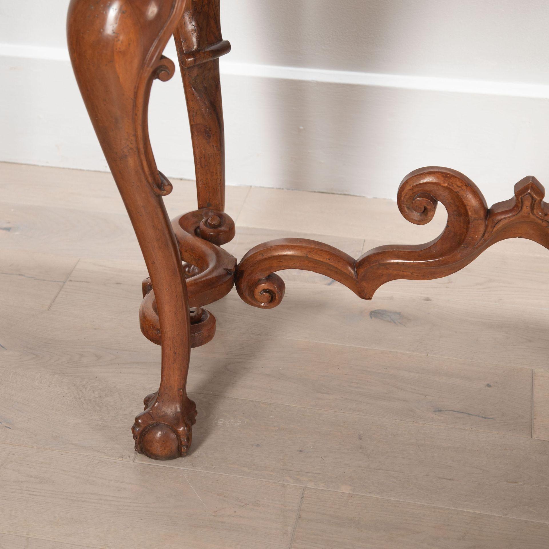 Pair of 19th Century French Marble Top Walnut Console Tables For Sale 3