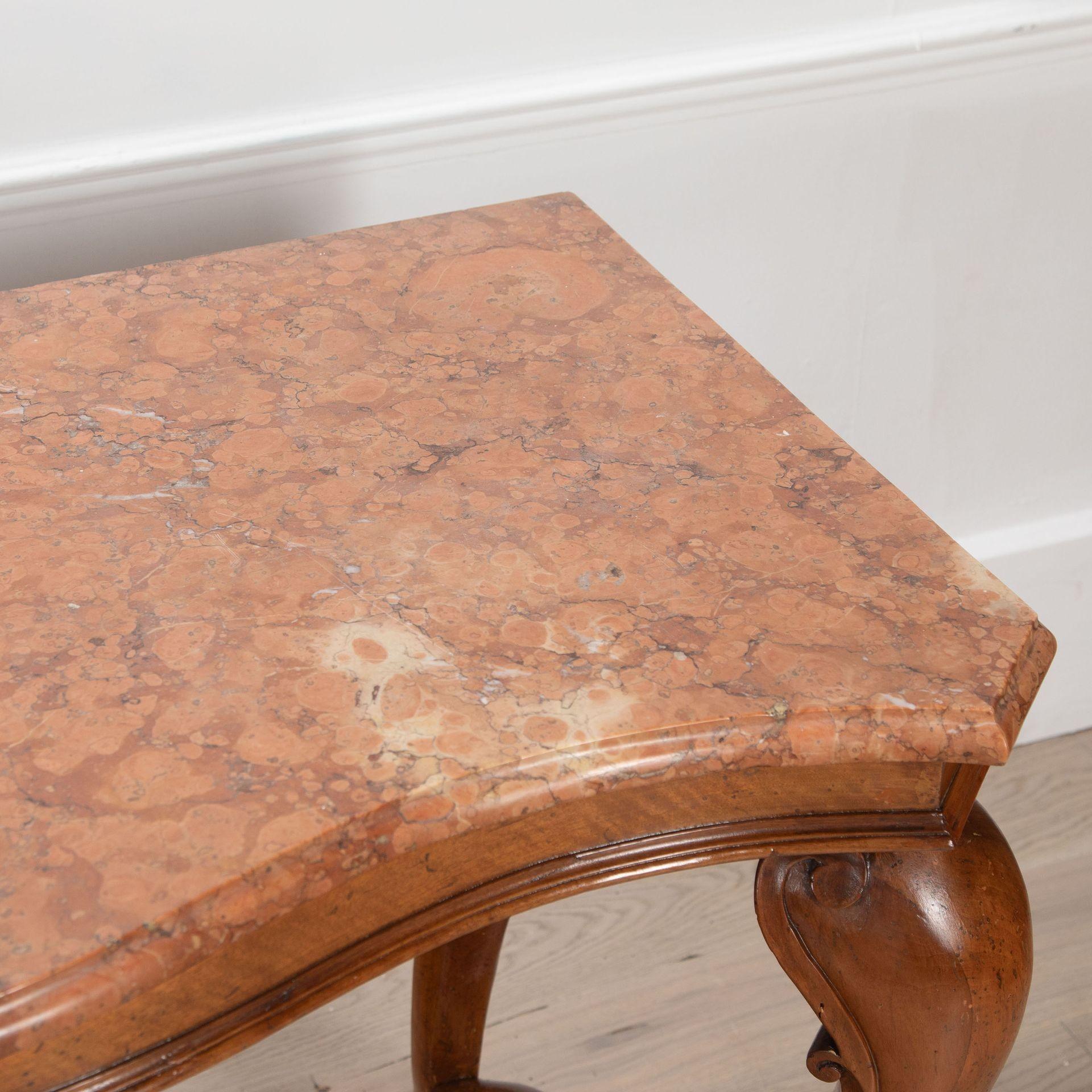 Pair of 19th Century French Marble Top Walnut Console Tables For Sale 5